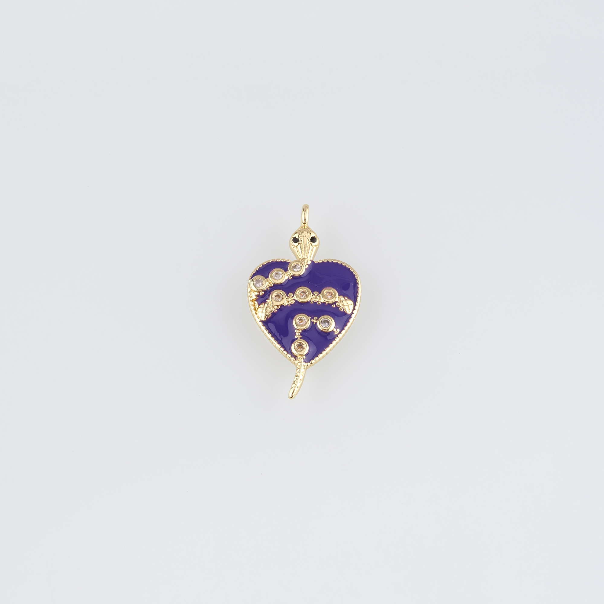 18K Gold Filled Snake Pendant,Enamel Heart Snake Charm Earrings Necklace for DIY Jewelry Making Supply