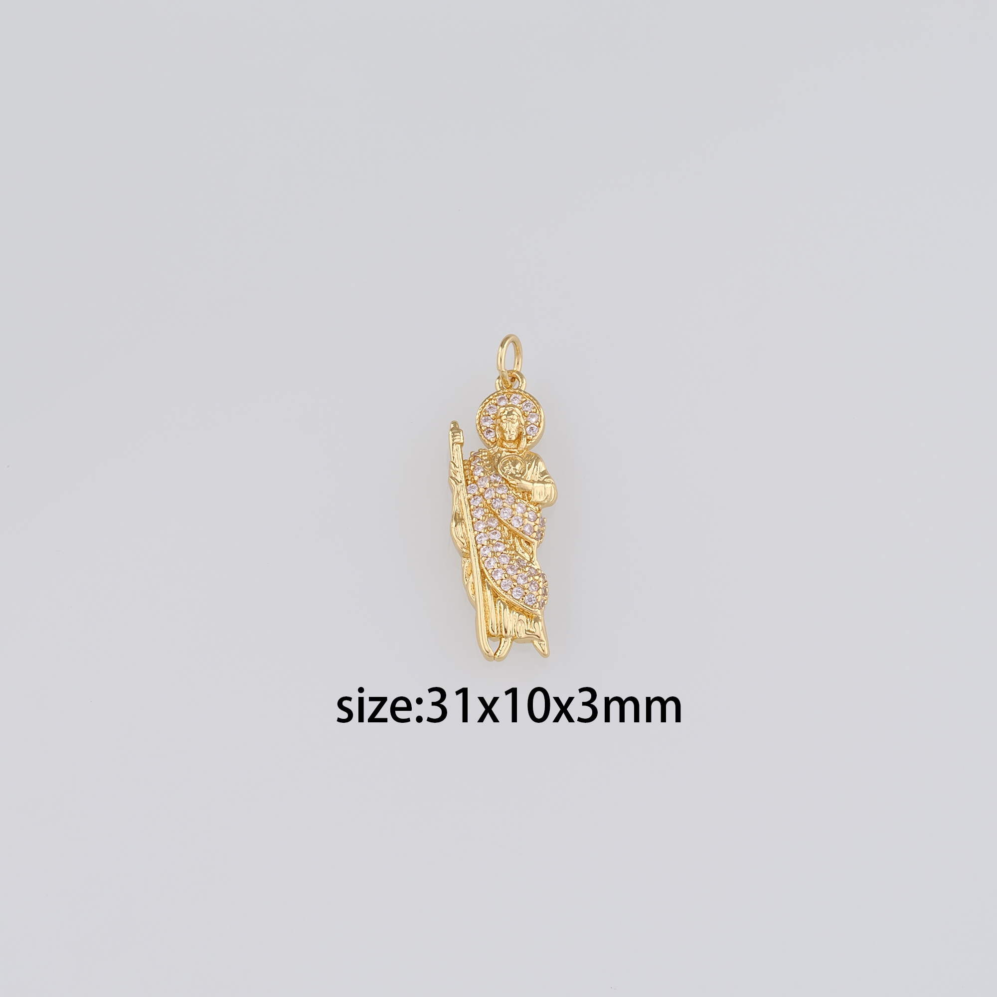 18K Gold Filled Jesus Pendant,CZ Micro Pave Jesus Charm Earrings Necklace for DIY Jewelry Making Supply
