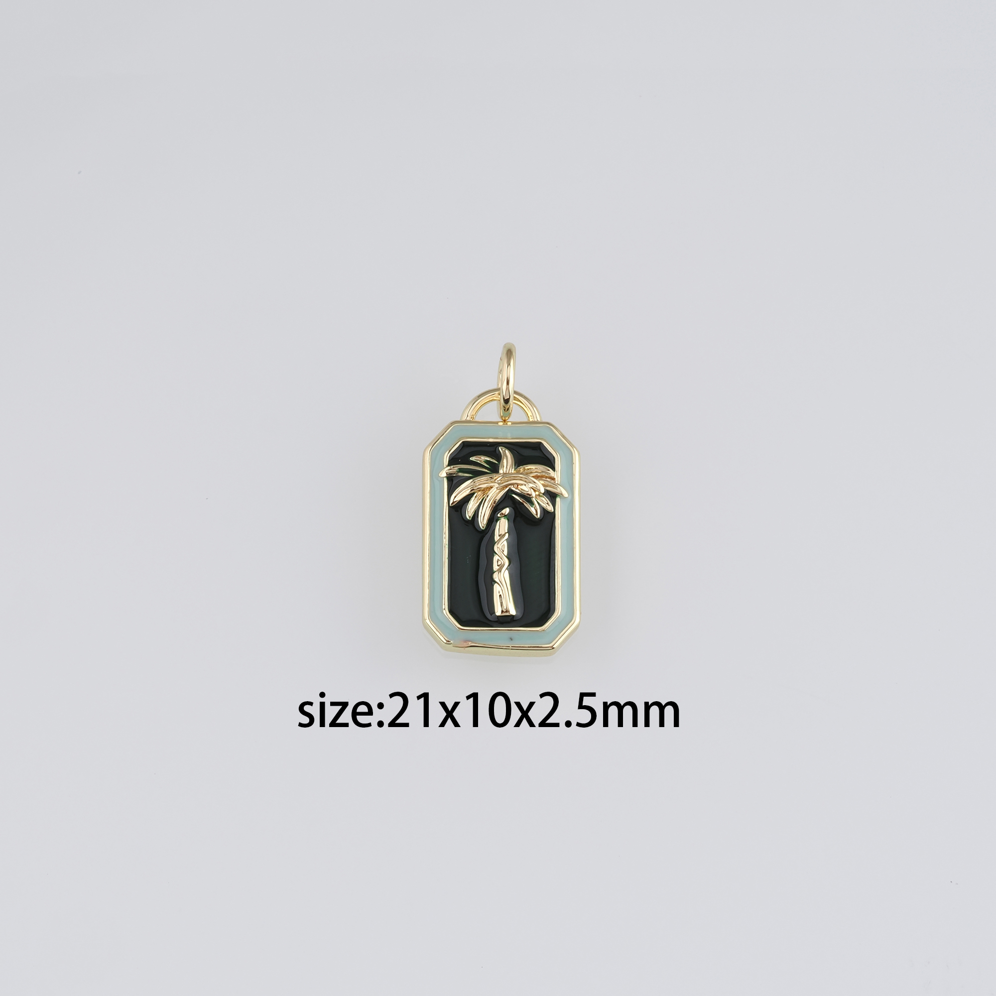 18K Gold Filled Coconut Tree Pendant,Enamel Palm Tree Charm Earrings Necklace for DIY Jewelry Making Supply