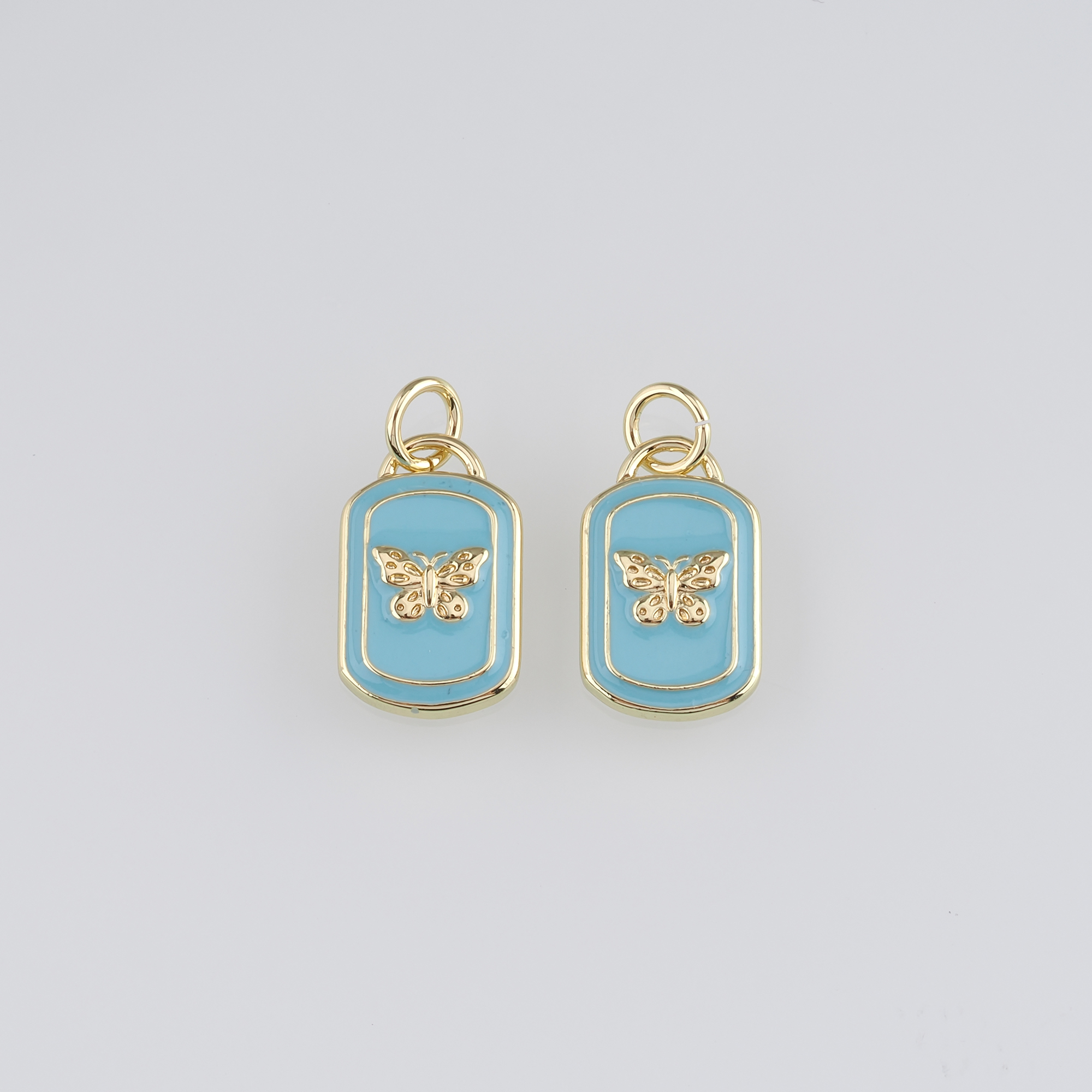 18K Gold Filled Butterfly Pendant,Enamel Butterfly Charm Earrings Necklace for DIY Jewelry Making Supply