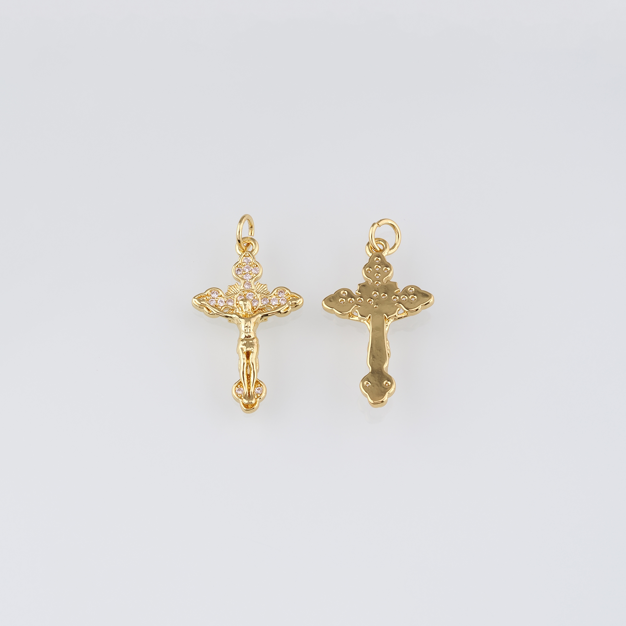 18K Gold Filled Cross Pendant,Religious Charm Earrings Necklace for DIY Jewelry Making Supply