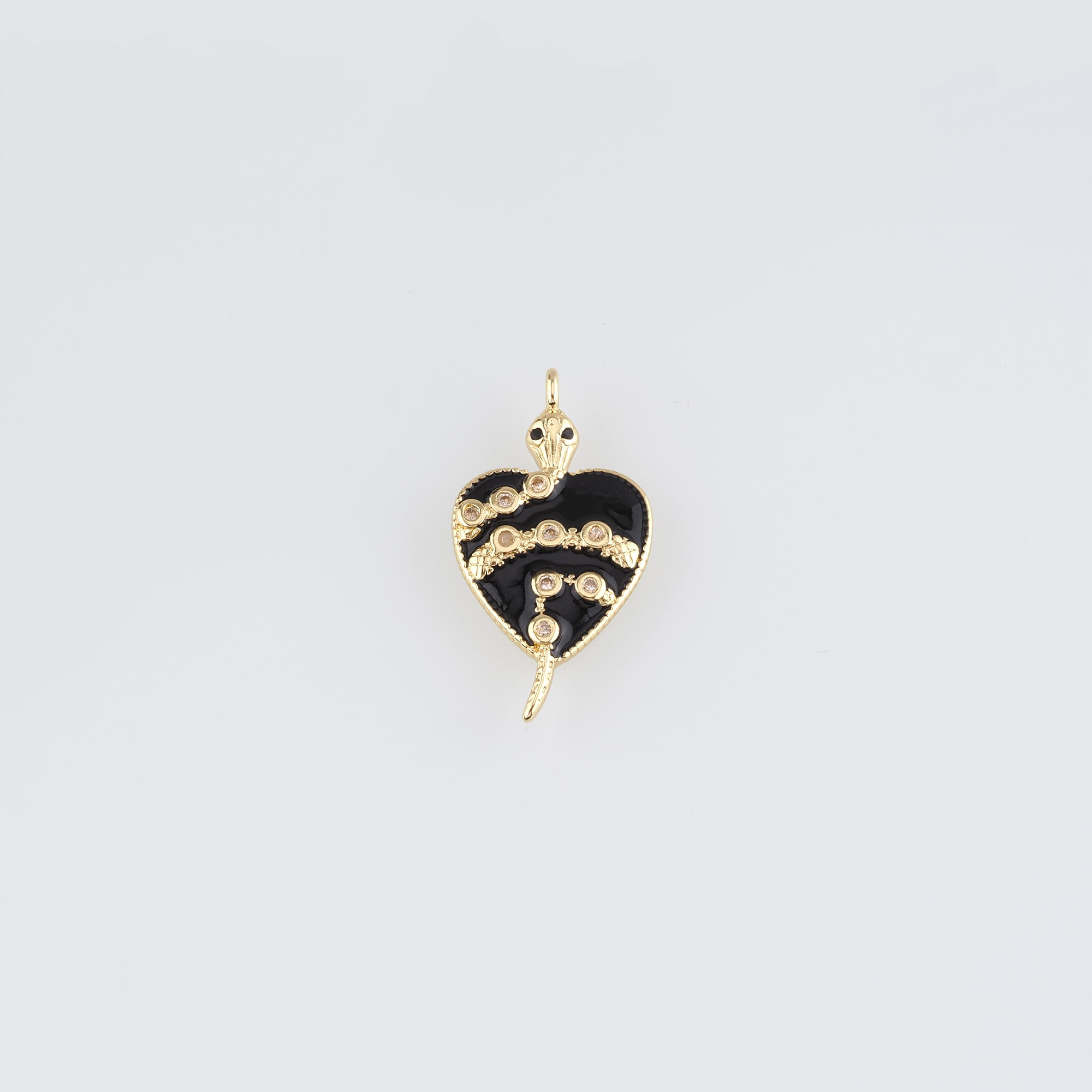 18K Gold Filled Snake Pendant,Enamel Heart Snake Charm Earrings Necklace for DIY Jewelry Making Supply