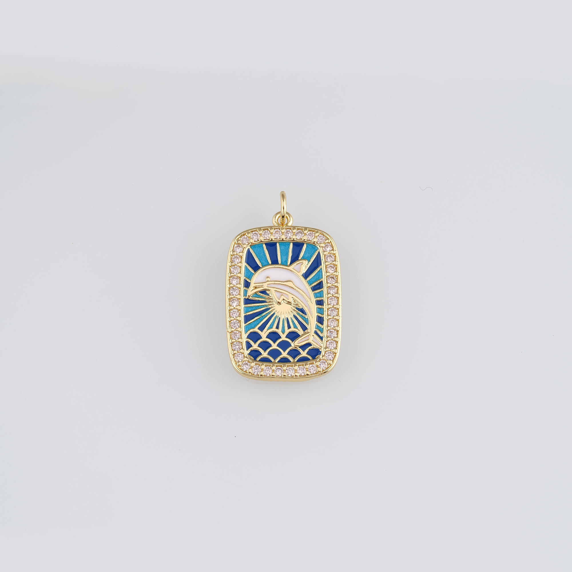 Ocean Charm,18K Gold Filled Conch Pendant,Seahorse Charm,Enamel Dolphin Earrings Necklace for DIY Jewelry Making Supply