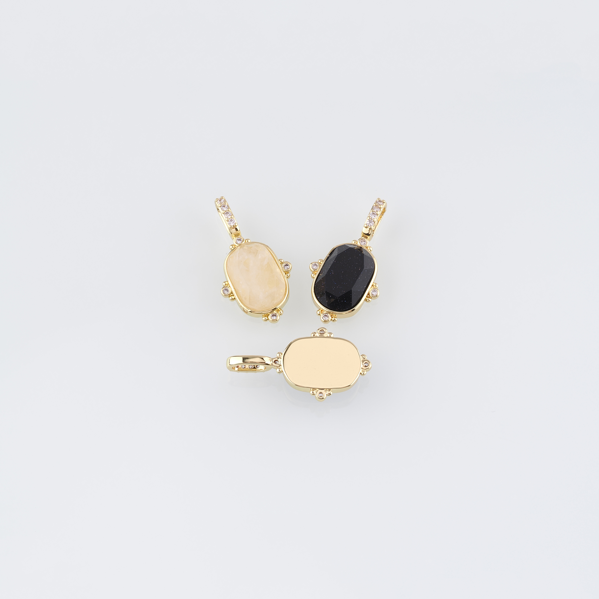 18K Gold Filled Oval Pendant,Dainty Oval Charm Earrings Necklace for DIY Jewelry Making Supply