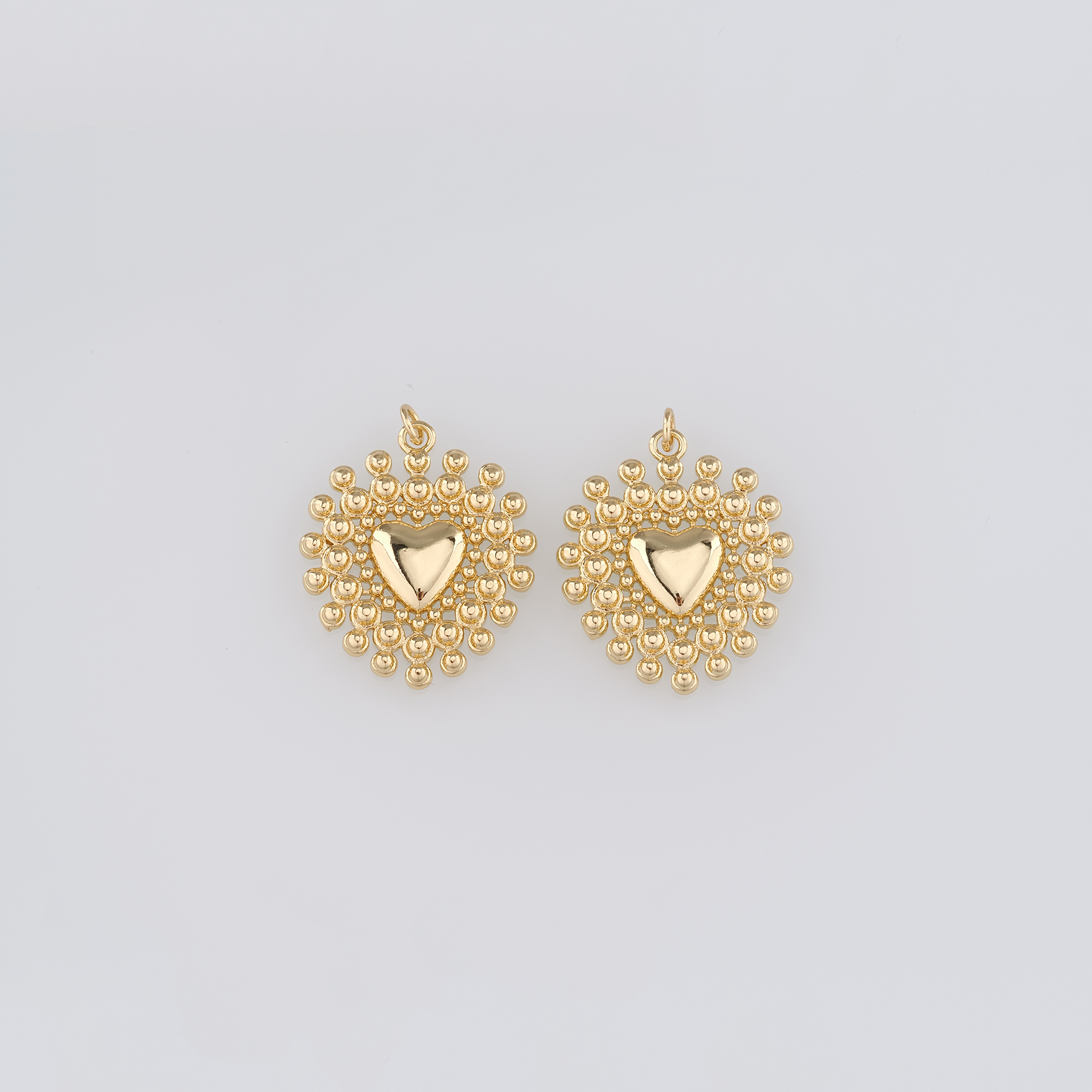 18K Gold Filled Heart Pendant,Dainty Heart Charm Earrings Necklace for DIY Jewelry Making Supply