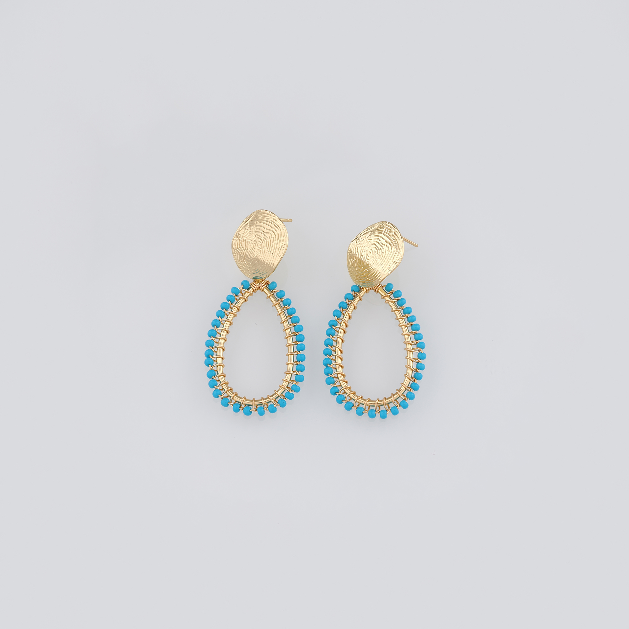 18K Gold Filled Beaded Stud Earrings,Dainty Earrings,Oval Earrings,Minimalist Earring,Gift for Wife