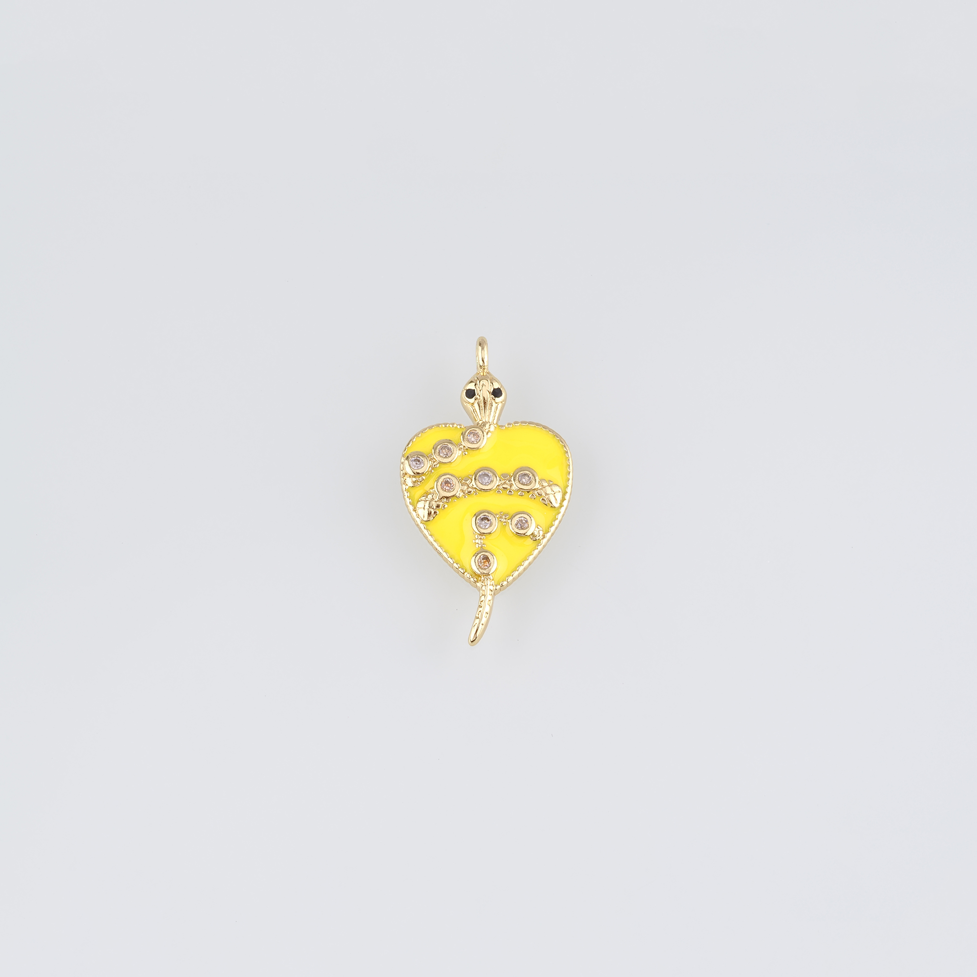 18K Gold Filled Snake Pendant,Enamel Heart Snake Charm Earrings Necklace for DIY Jewelry Making Supply