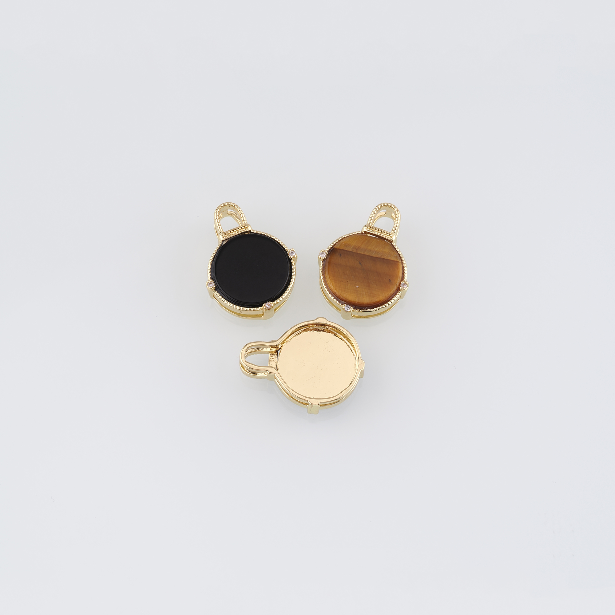 18K Gold Filled Round Pendant,Dainty Round Earrings Necklace for DIY Jewelry Making Supply