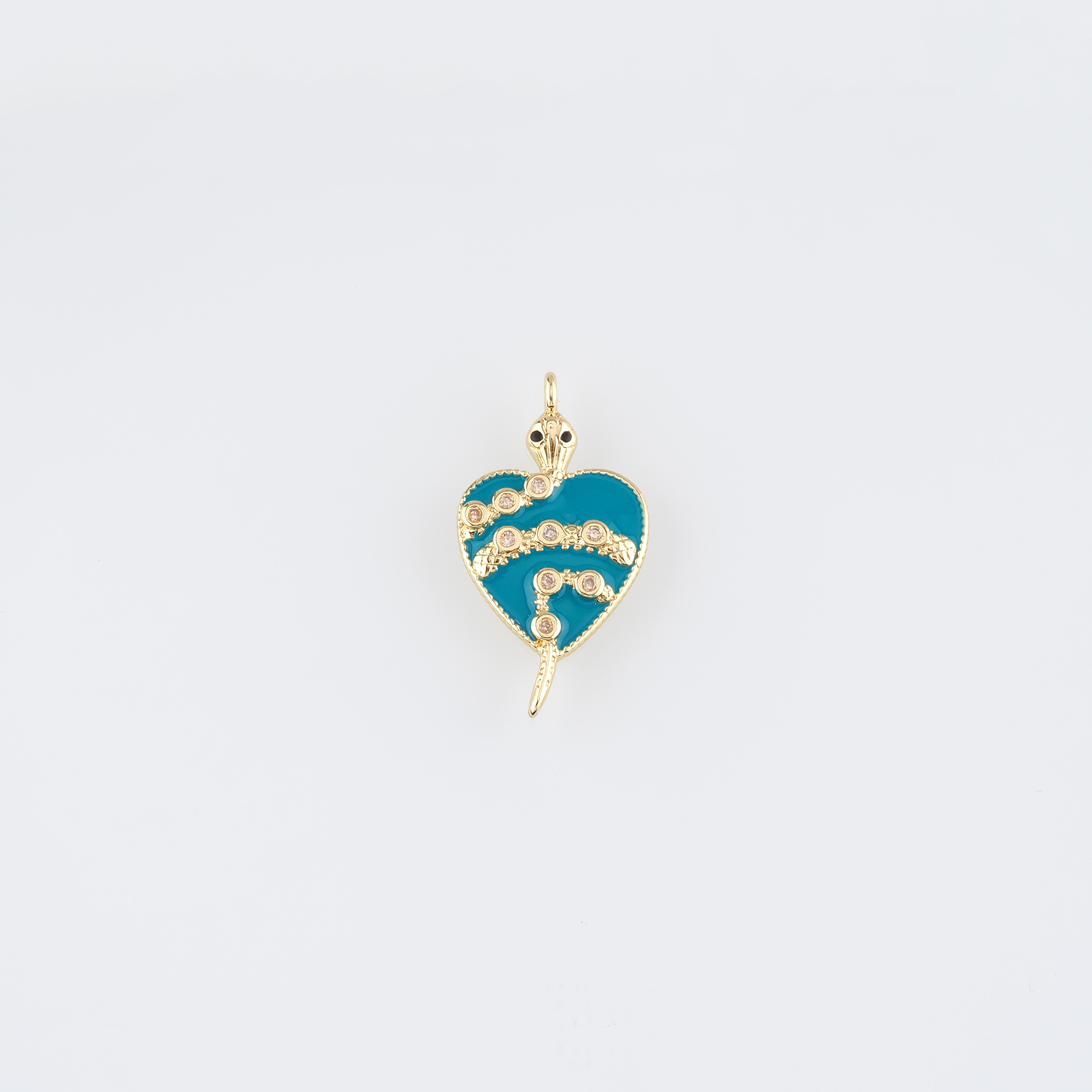 18K Gold Filled Snake Pendant,Enamel Heart Snake Charm Earrings Necklace for DIY Jewelry Making Supply