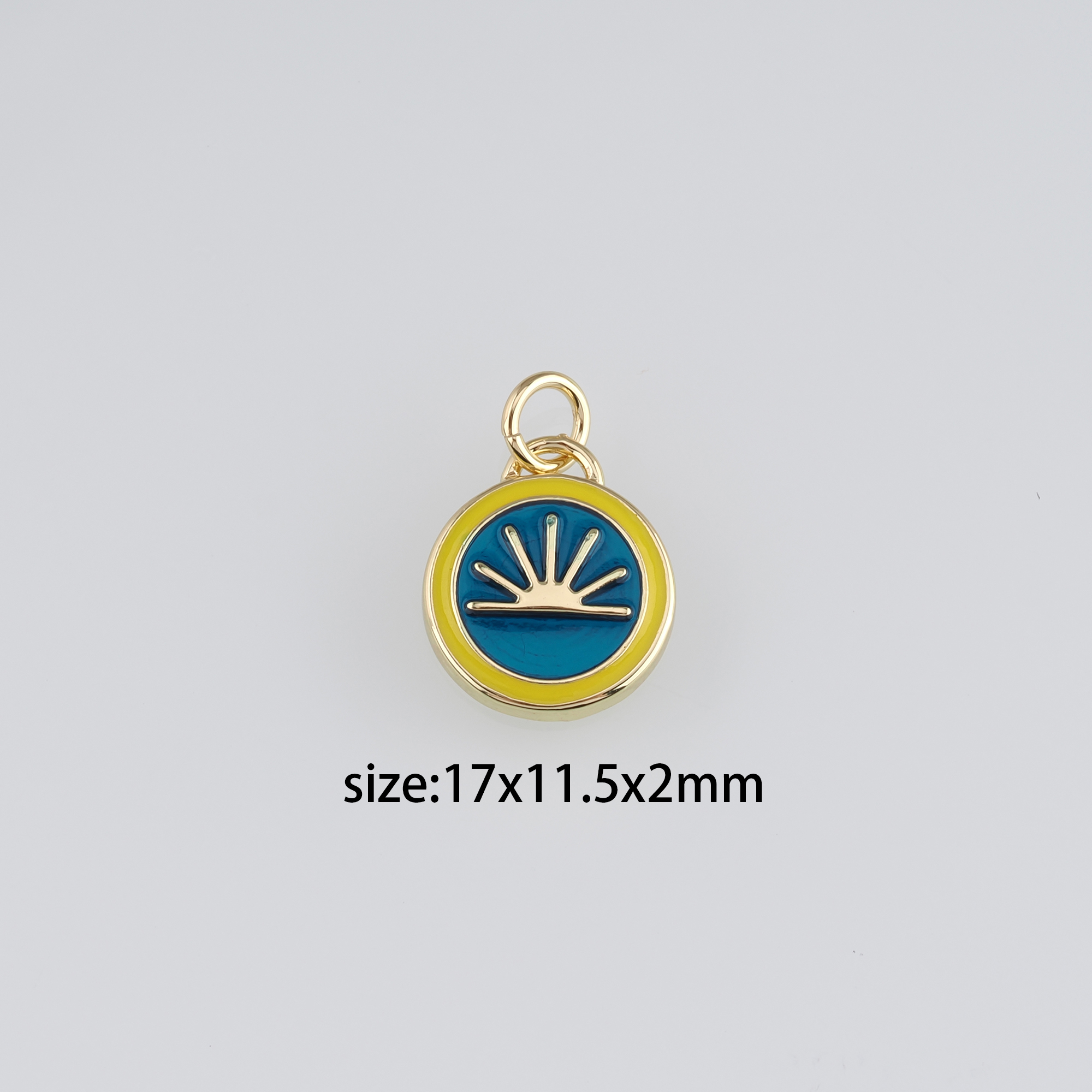 18K Gold Filled Sun Pendant,Enamel Sun Charm Earrings Necklace for DIY Jewelry Making Supply