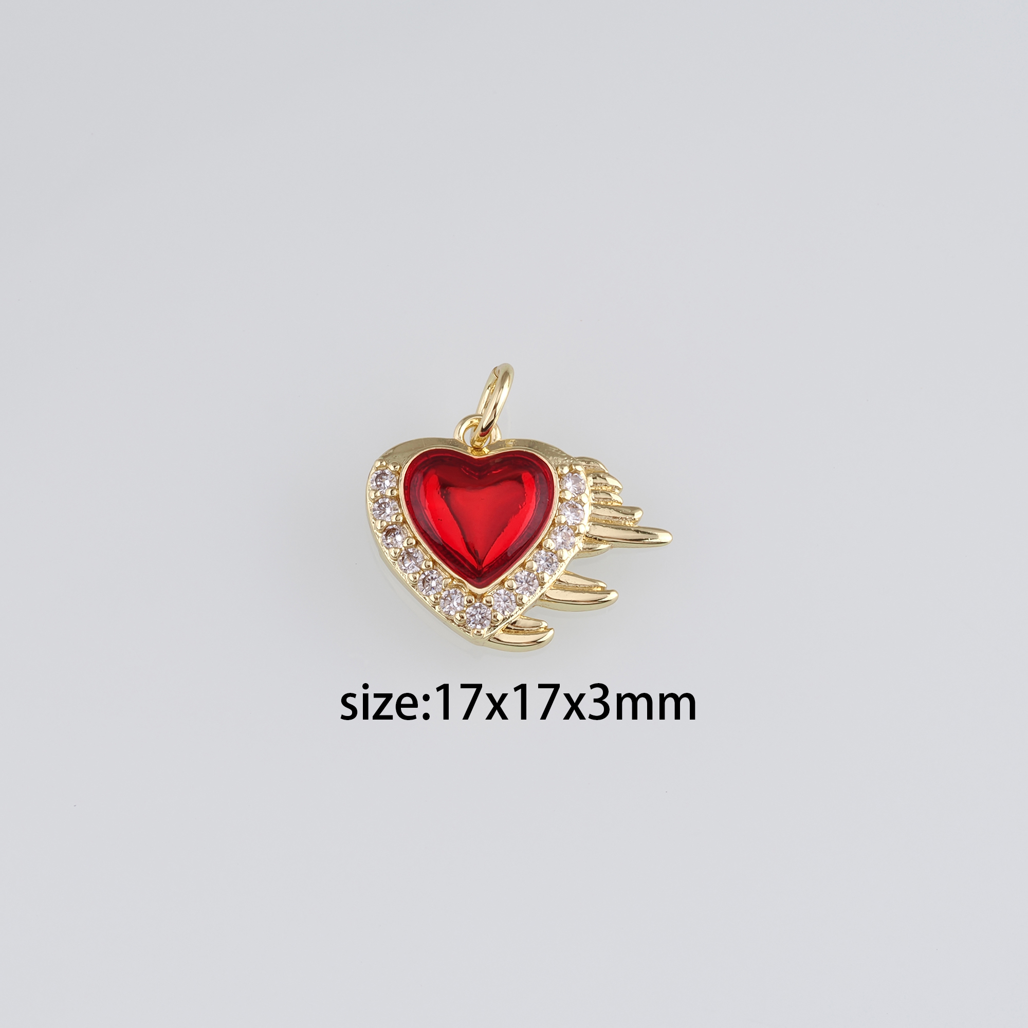 18K Gold Filled Heart Pendant,Enamel Heart Charm Earrings Necklace for DIY Jewelry Making Supply