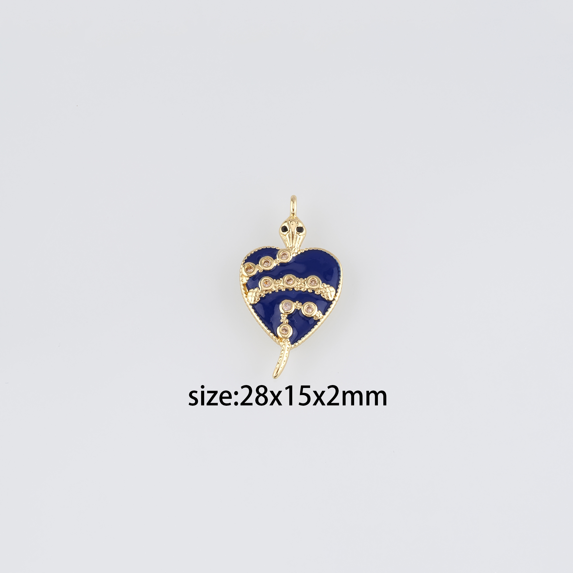 18K Gold Filled Snake Pendant,Enamel Heart Snake Charm Earrings Necklace for DIY Jewelry Making Supply