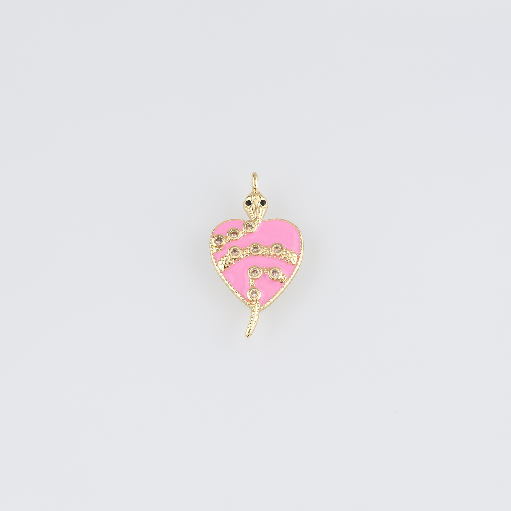 18K Gold Filled Snake Pendant,Enamel Heart Snake Charm Earrings Necklace for DIY Jewelry Making Supply