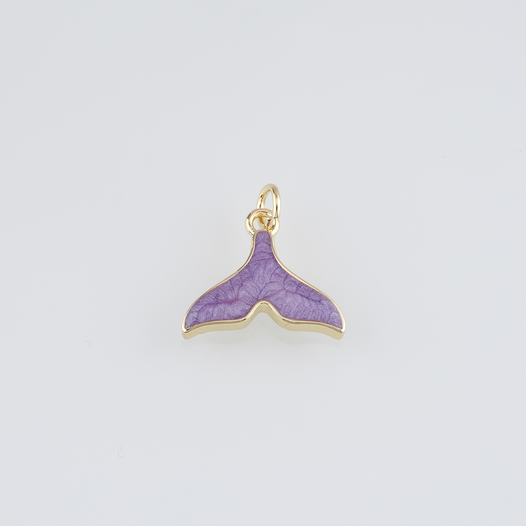 18K Gold Filled Whale Tail Pendant,Enamel Whale Tail Charm Earrings Necklace for DIY Jewelry Making Supply