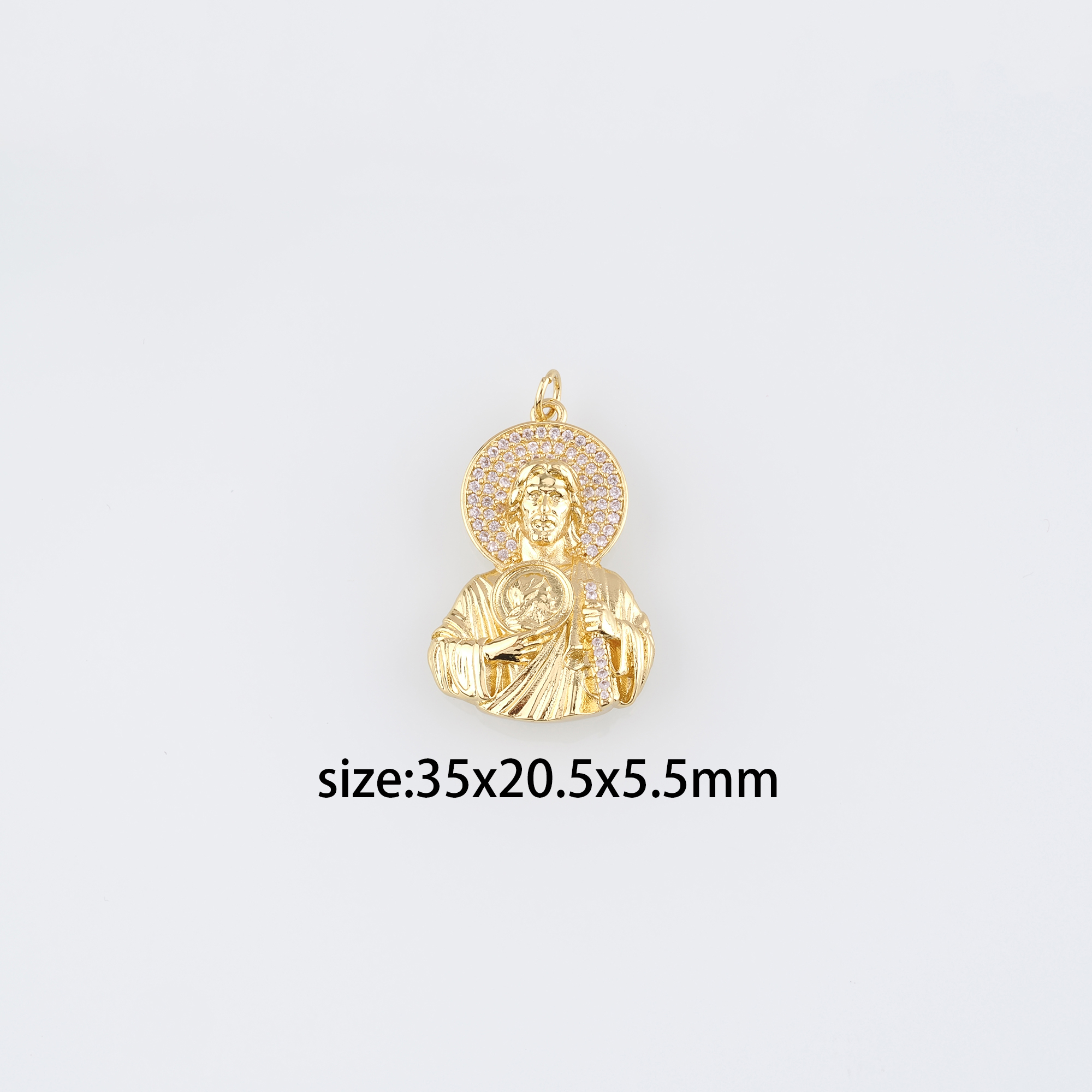 18K Gold Filled Jesus Pendant,CZ Micro Pave Jesus Charm Earrings Necklace for DIY Jewelry Making Supply