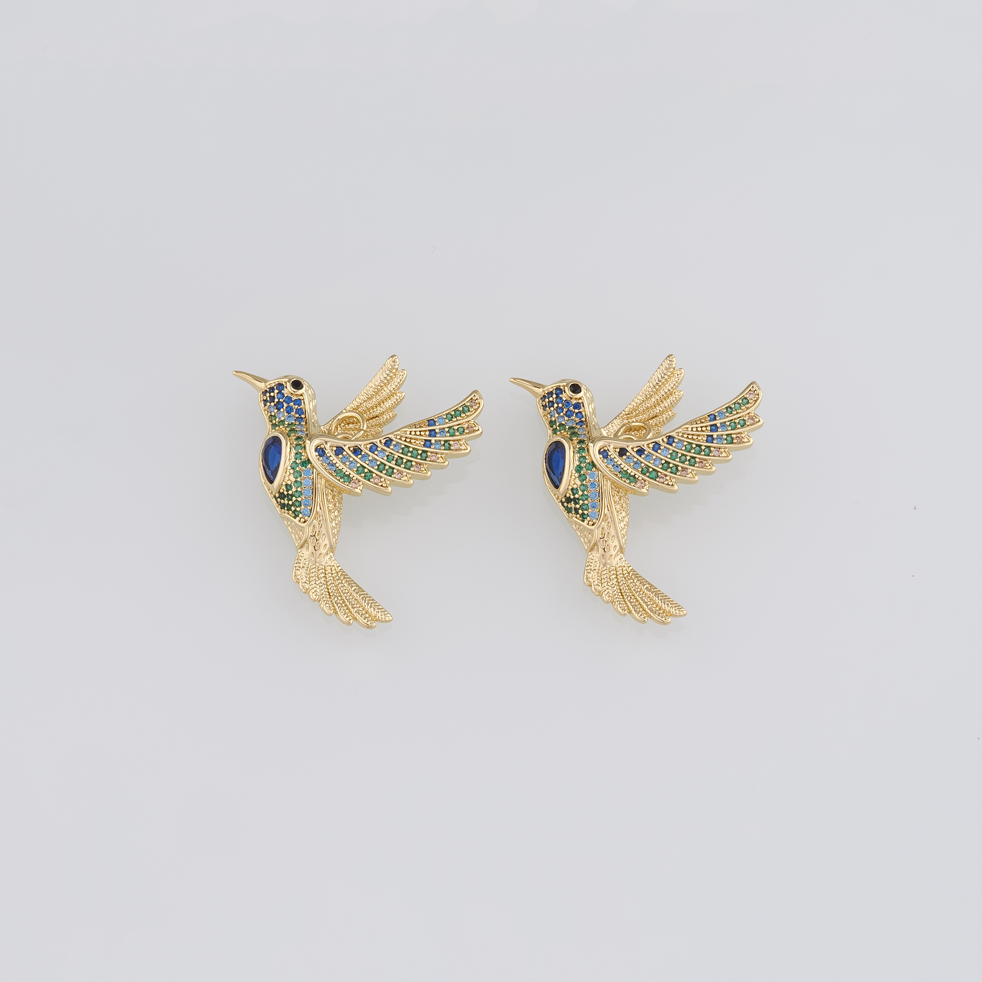 18K Gold Filled Bird Pendant,CZ Micro Pave Bird Cross Charm Earrings Necklace for DIY Jewelry Making Supply