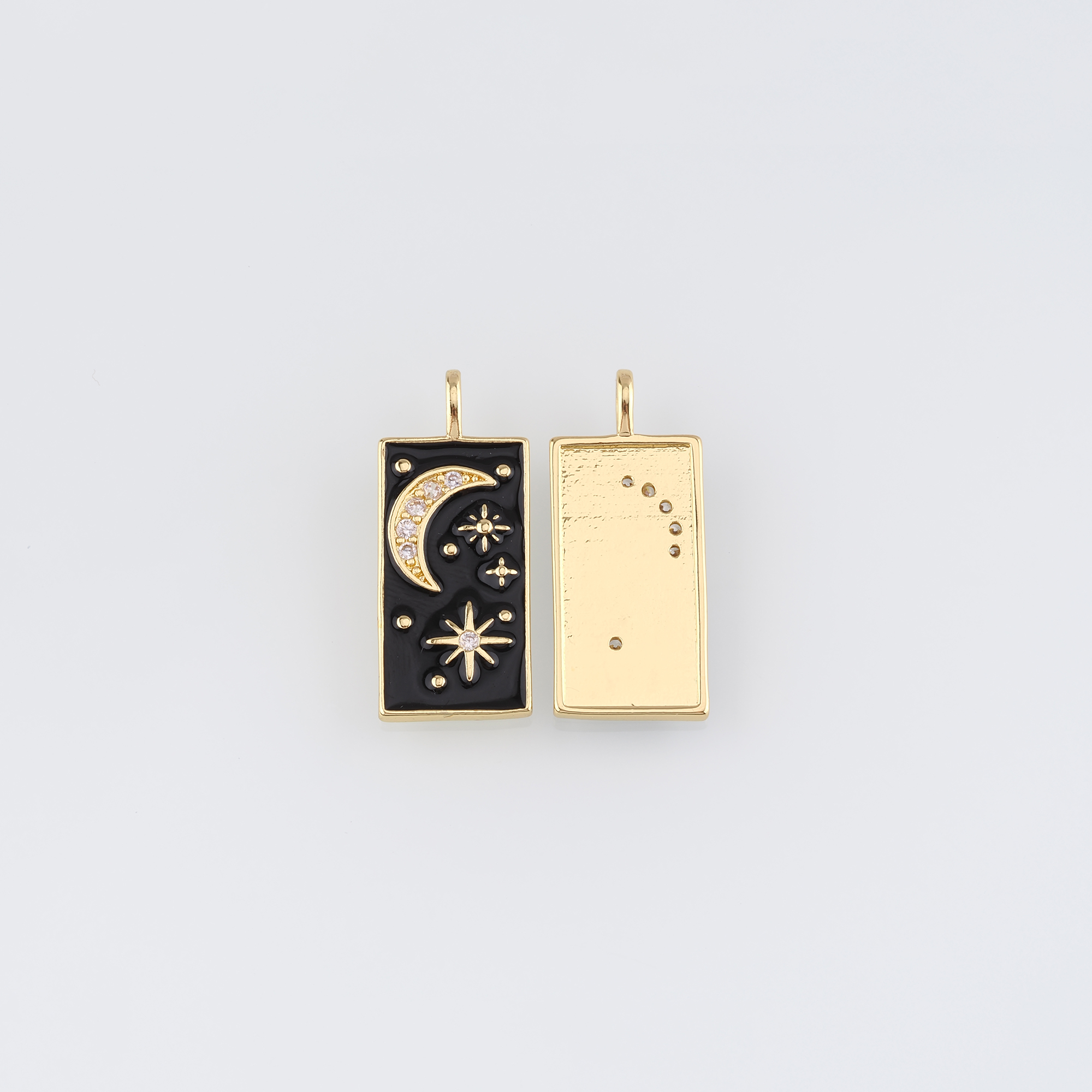 18K Gold Filled Moon Pendant,Celestial Charm,Enamel Moon Earrings Necklace for DIY Jewelry Making Supply