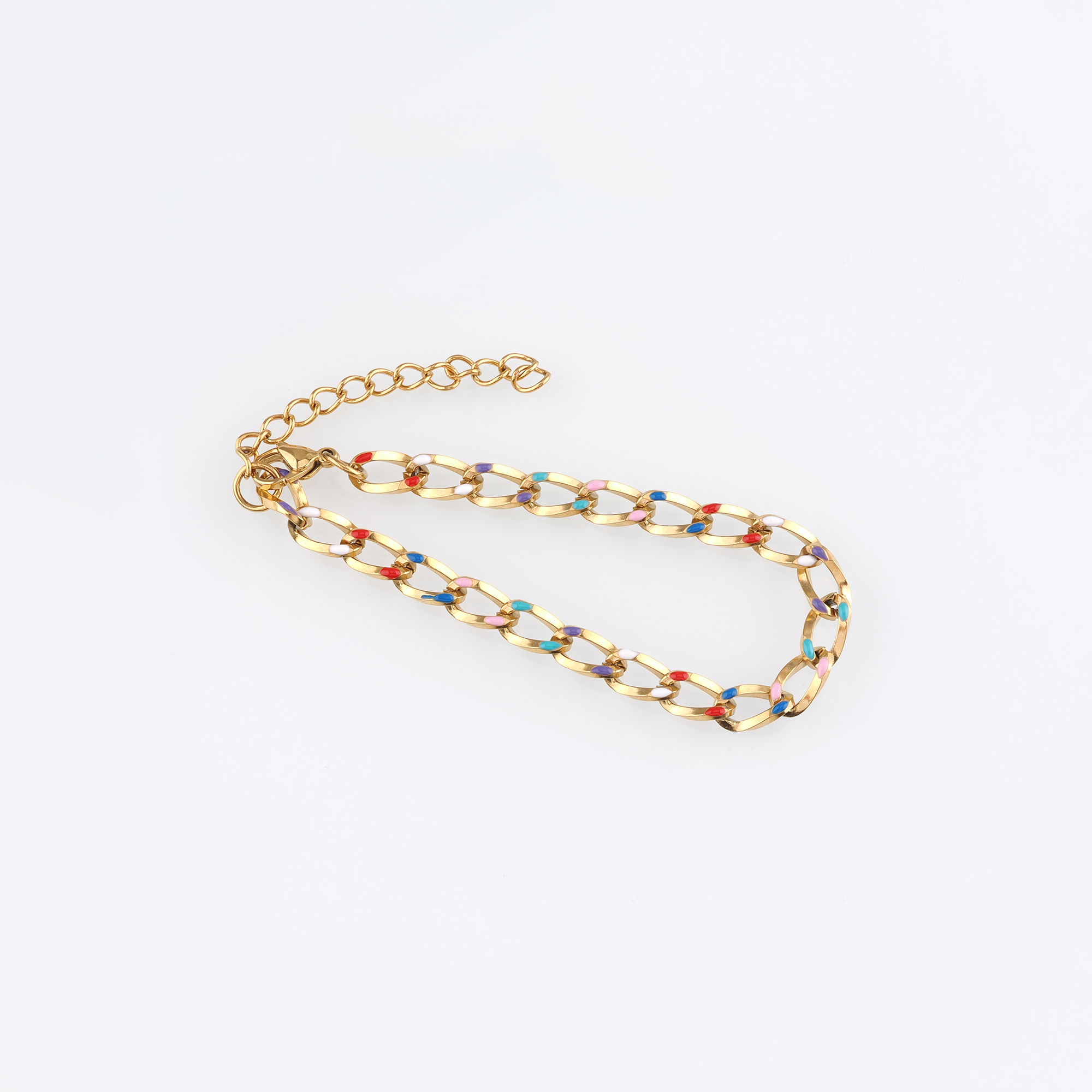 18K Gold Filled Cable Chain Bracelet,Enamel Bracelet,Gold Chain Bracelet,Ladies Bracelet,Gift For Her
