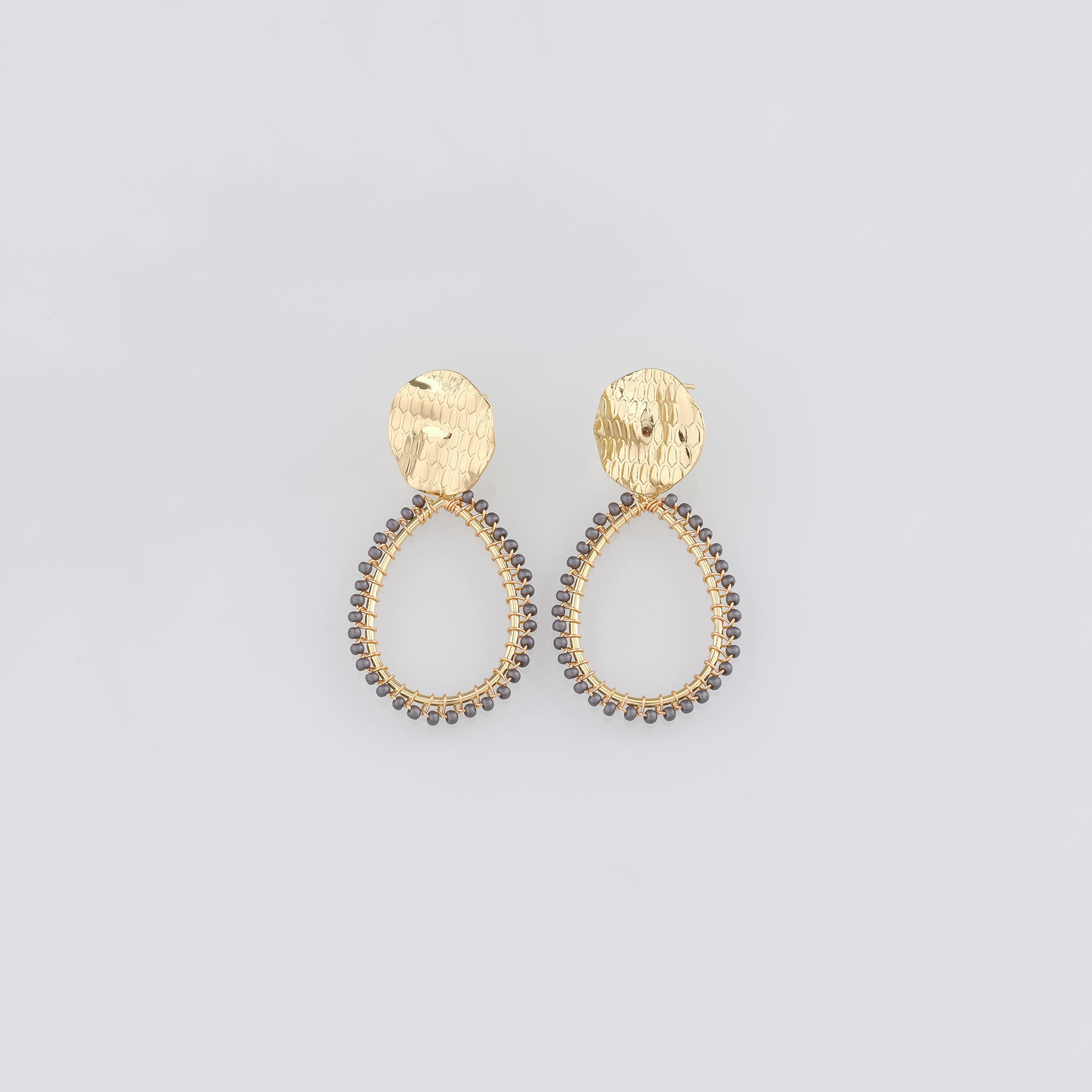 18K Gold Filled Beaded Stud Earrings,Dainty Earrings,Oval Earrings,Minimalist Earring,Gift for Wife