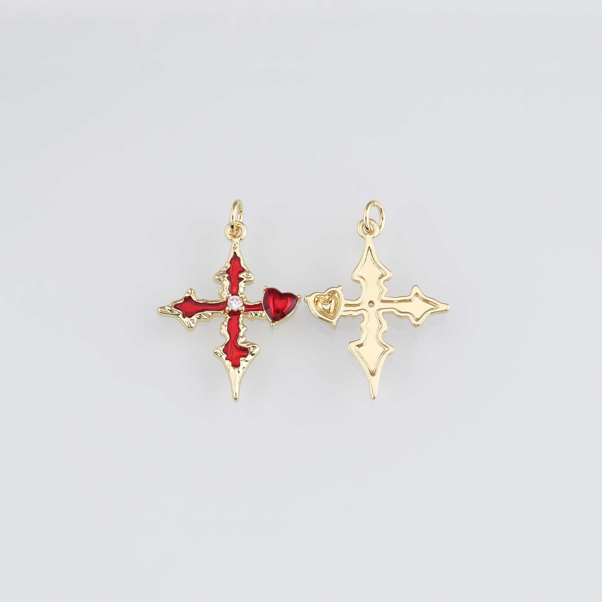 18K Gold Filled Cross Pendant,Religious Charm Earrings Necklace for DIY Jewelry Making Supply