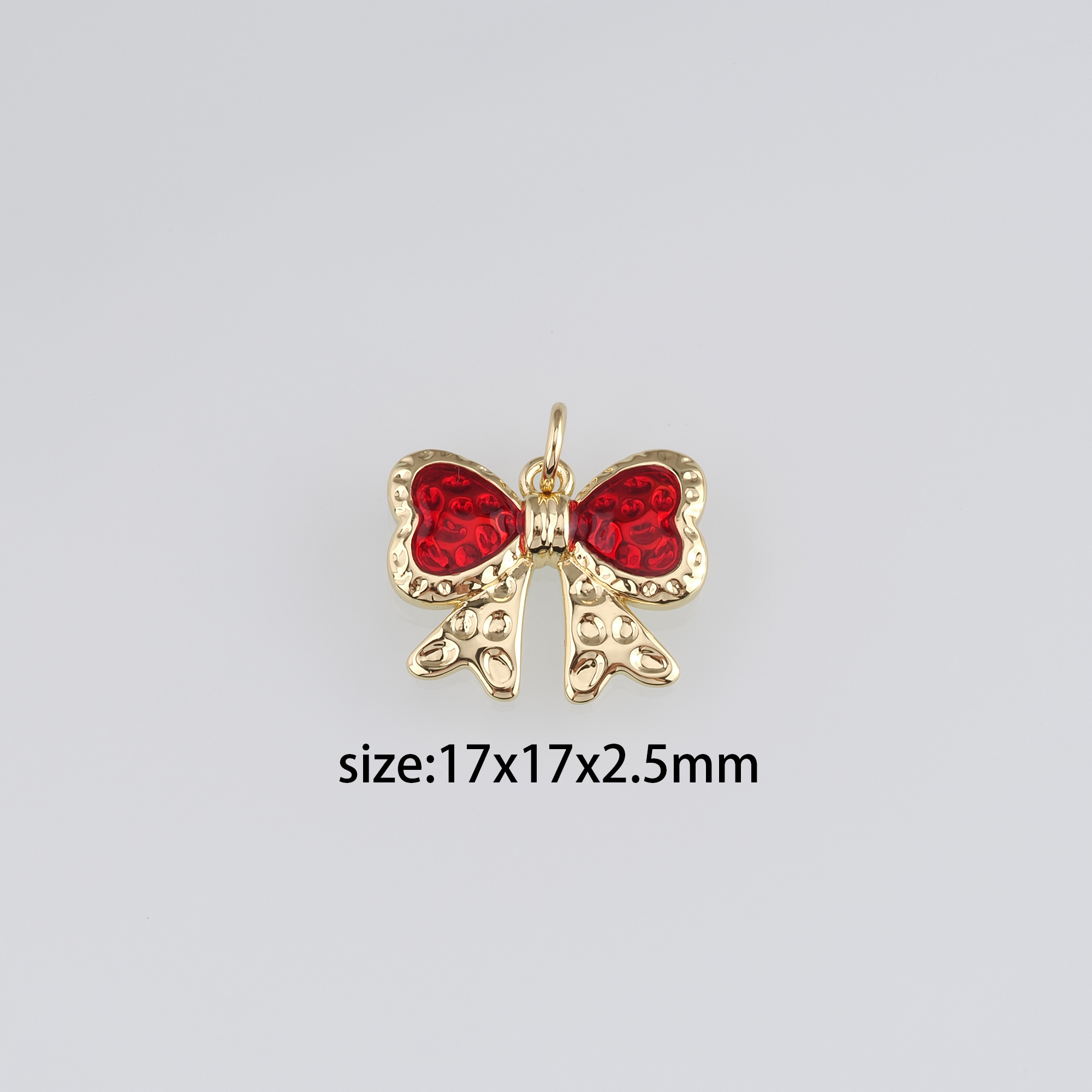 18K Gold Filled Bow Pendant,Enamel Bow Charm Earrings Necklace for DIY Jewelry Making Supply