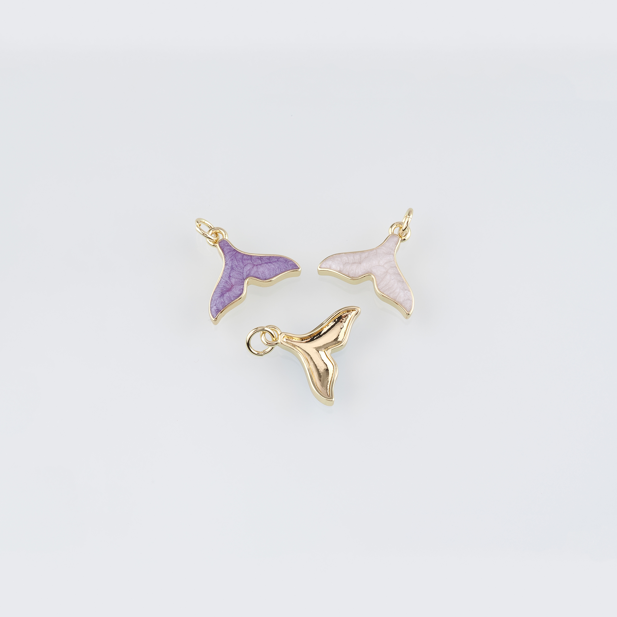 18K Gold Filled Whale Tail Pendant,Enamel Whale Tail Charm Earrings Necklace for DIY Jewelry Making Supply