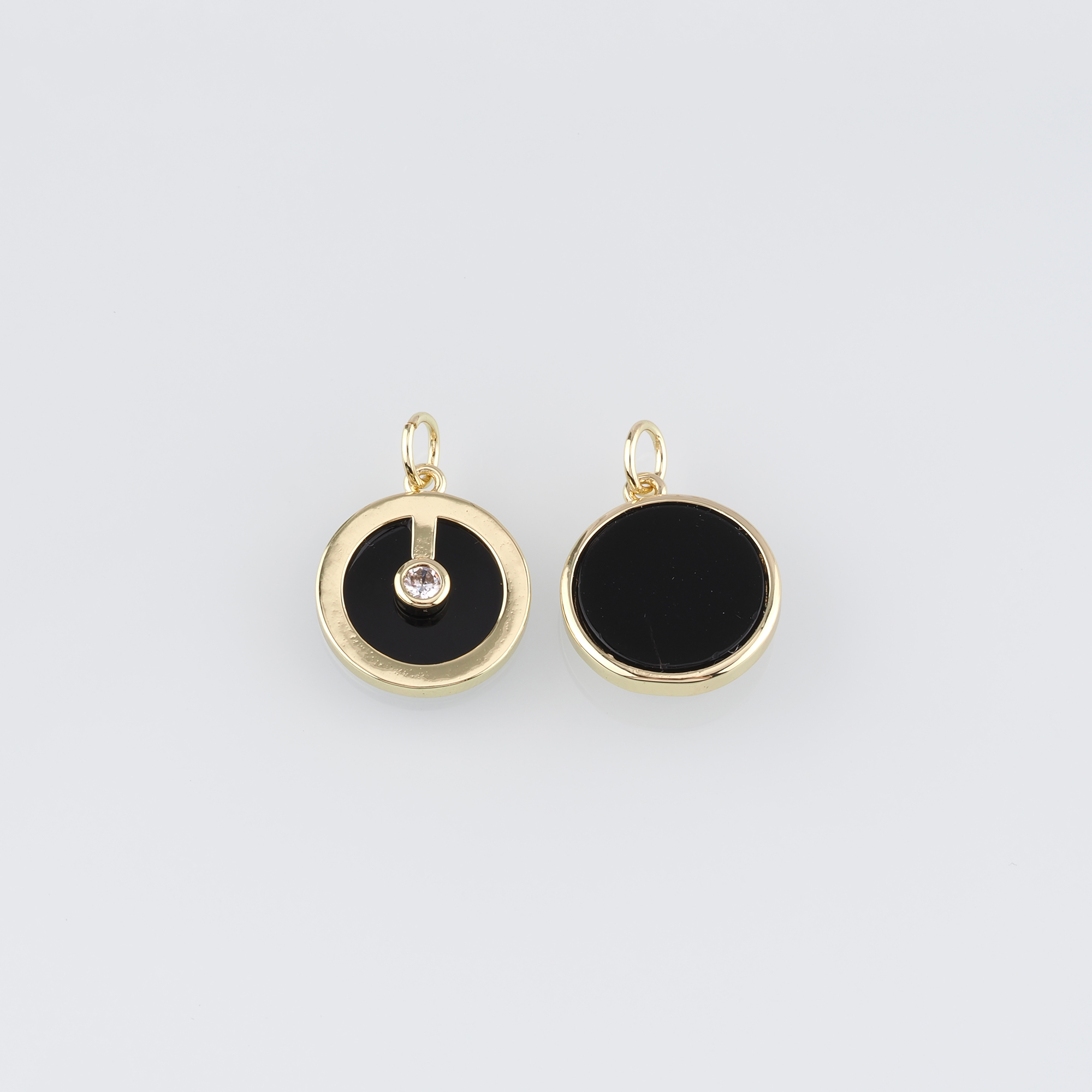 18K Gold Filled Round Pendant,Dainty Round Earrings Necklace for DIY Jewelry Making Supply