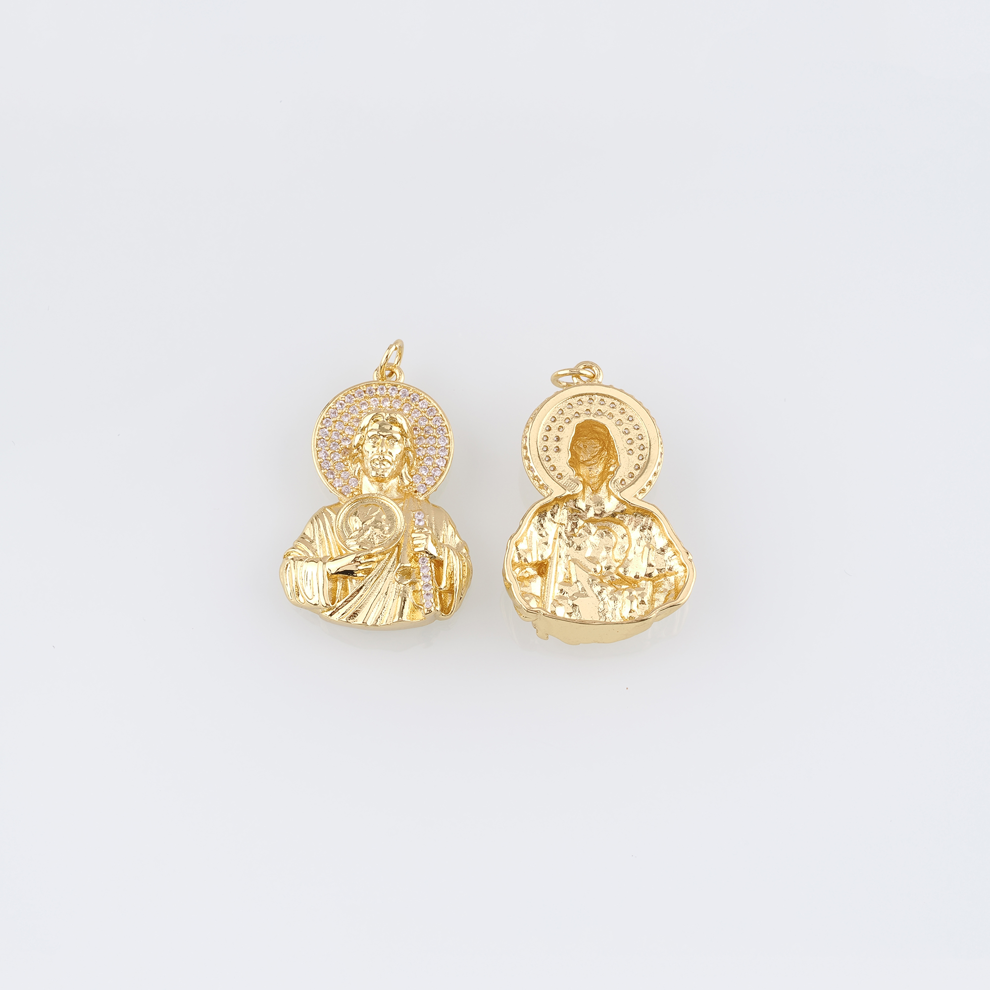 18K Gold Filled Jesus Pendant,CZ Micro Pave Jesus Charm Earrings Necklace for DIY Jewelry Making Supply