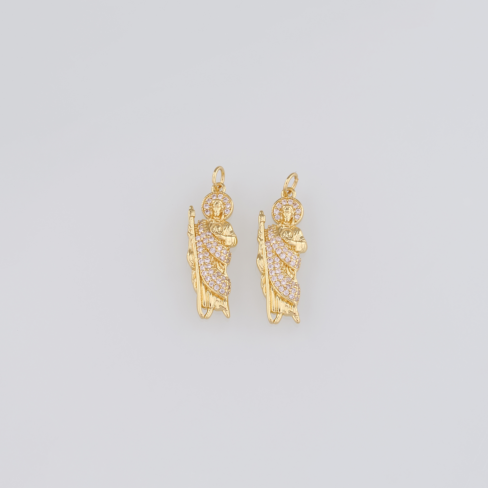 18K Gold Filled Jesus Pendant,CZ Micro Pave Jesus Charm Earrings Necklace for DIY Jewelry Making Supply