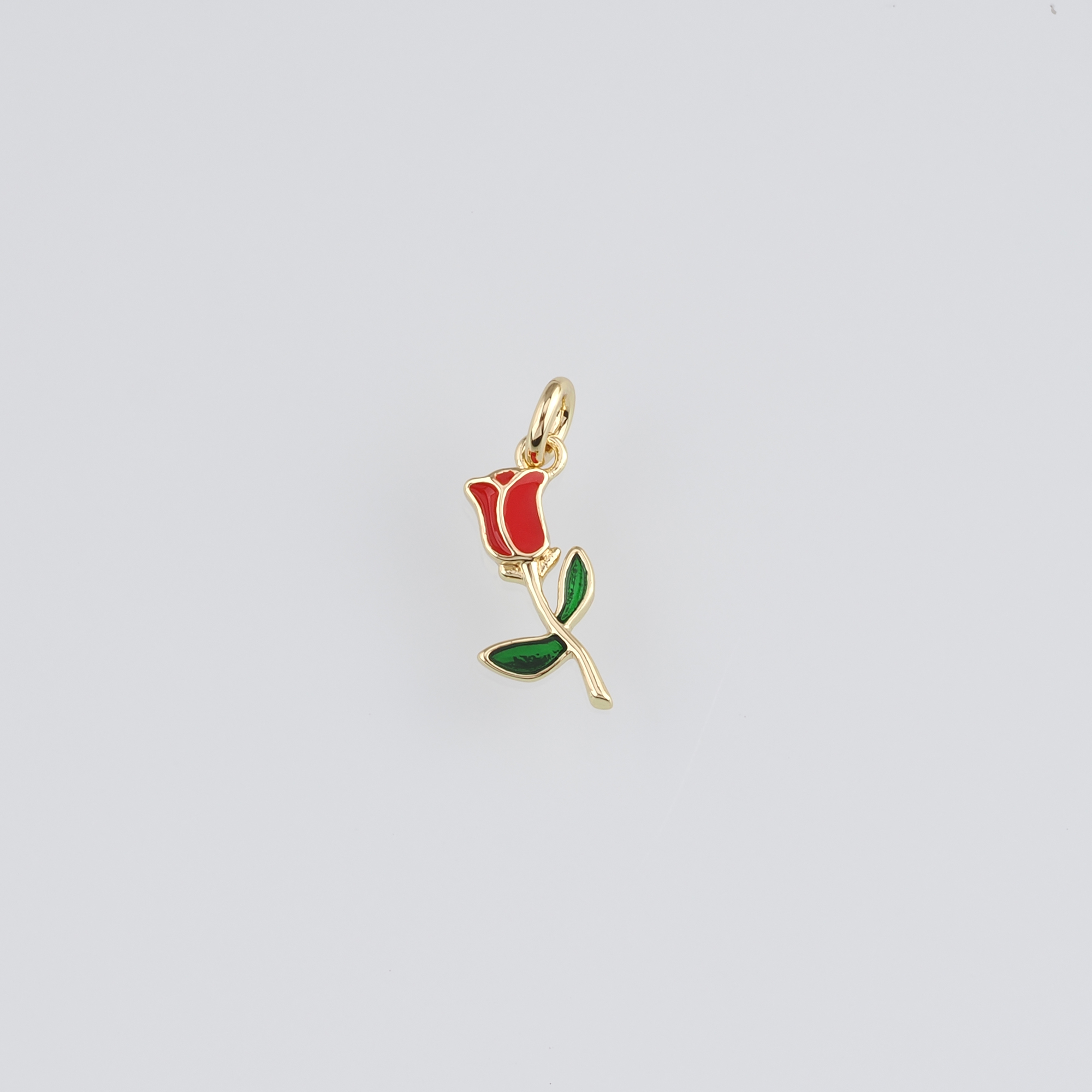 18K Gold Filled Tulip Pendant,Flower Charm,Enamel Tulip Earrings Necklace for DIY Jewelry Making Supply