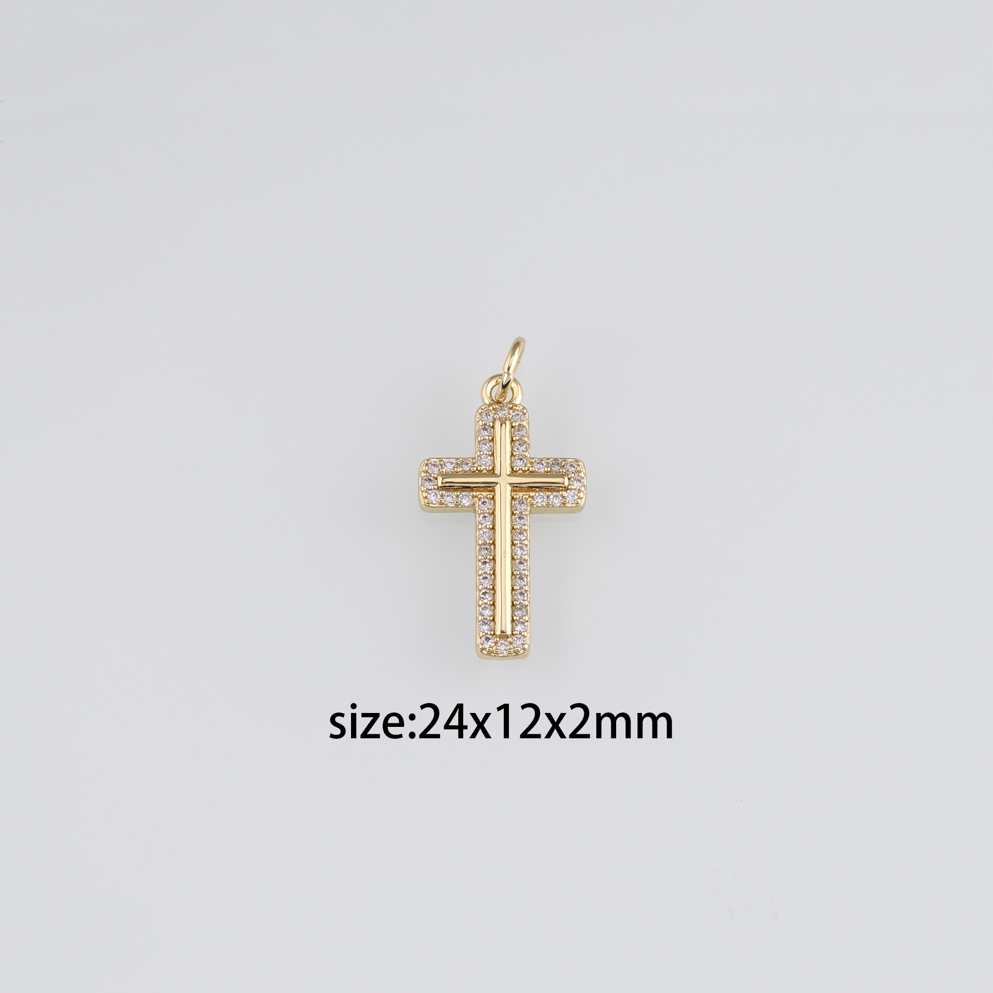 18K Gold Filled Cross Pendant,CZ Micro Pave Religious Charm Earrings Necklace for DIY Jewelry Making Supply