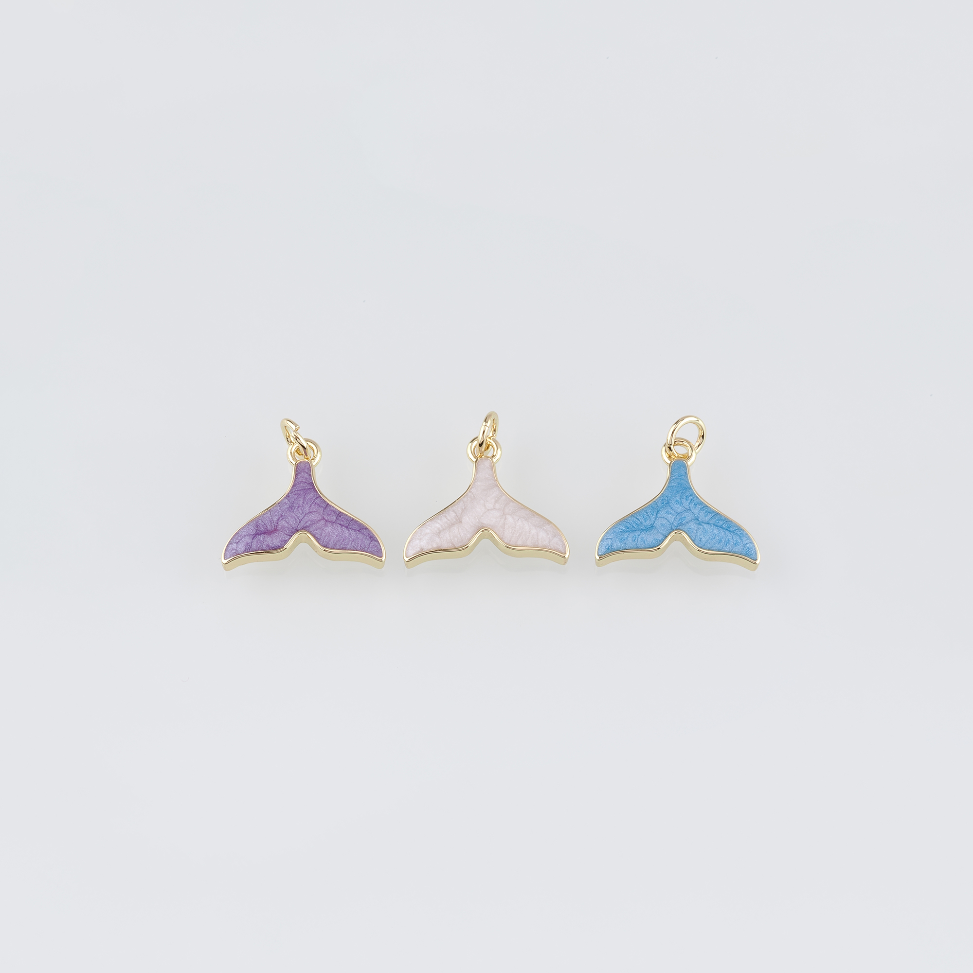 18K Gold Filled Whale Tail Pendant,Enamel Whale Tail Charm Earrings Necklace for DIY Jewelry Making Supply