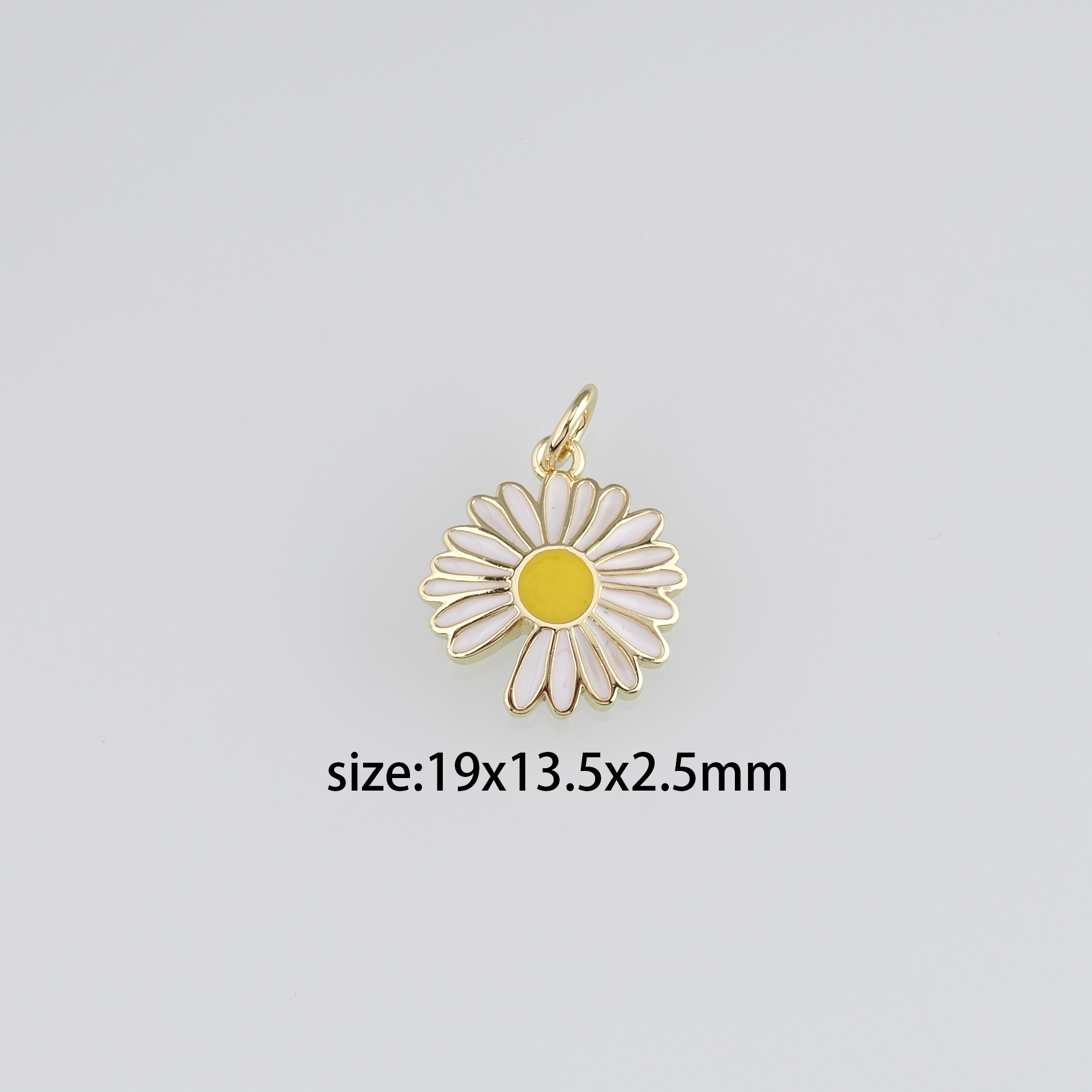 18K Gold Filled Daisy Pendant,Enamel Flower Charm Earrings Necklace for DIY Jewelry Making Supply