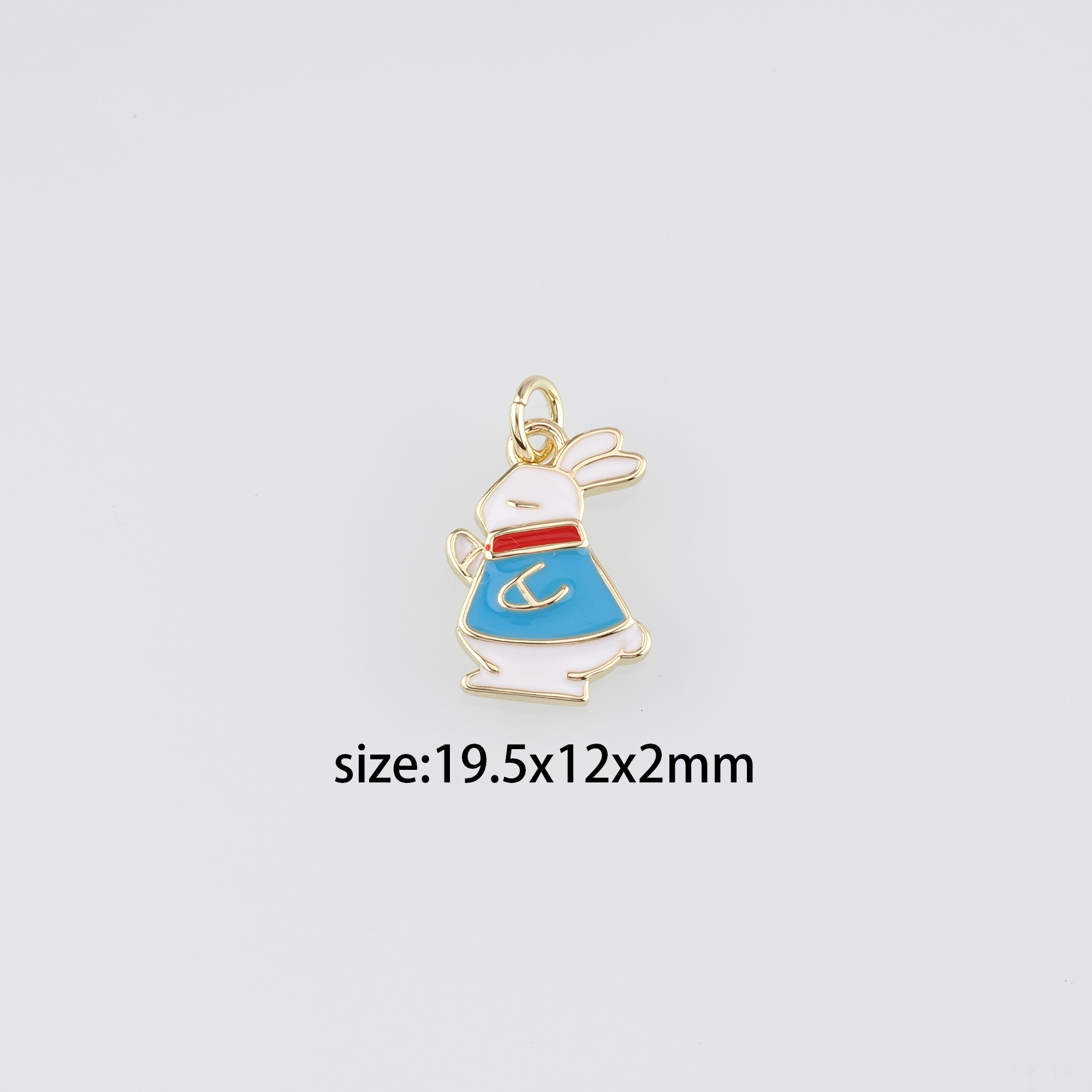 18K Gold Filled Rabbit Pendant,Enamel Animal Charm Earrings Necklace for DIY Jewelry Making Supply