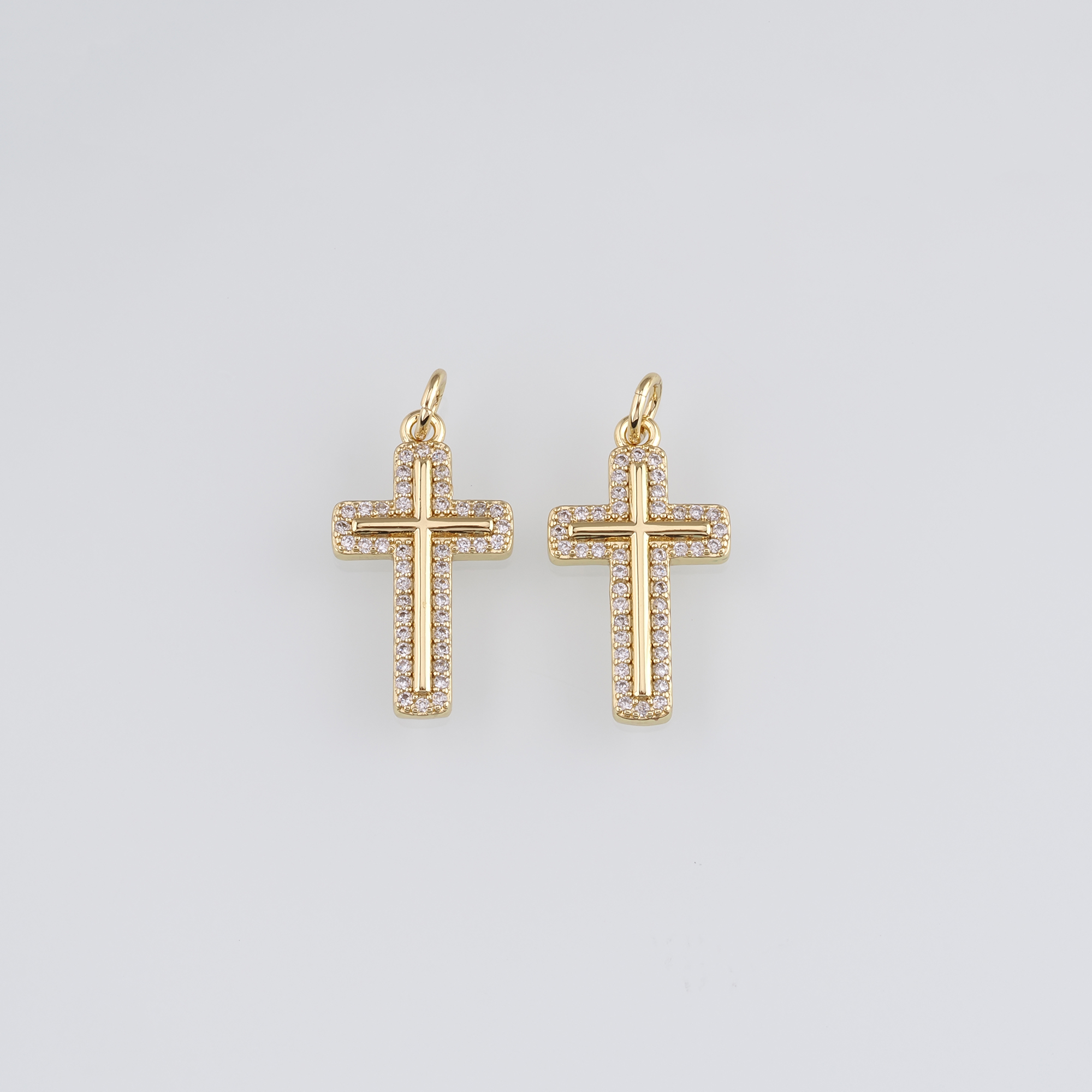 18K Gold Filled Cross Pendant,CZ Micro Pave Religious Charm Earrings Necklace for DIY Jewelry Making Supply