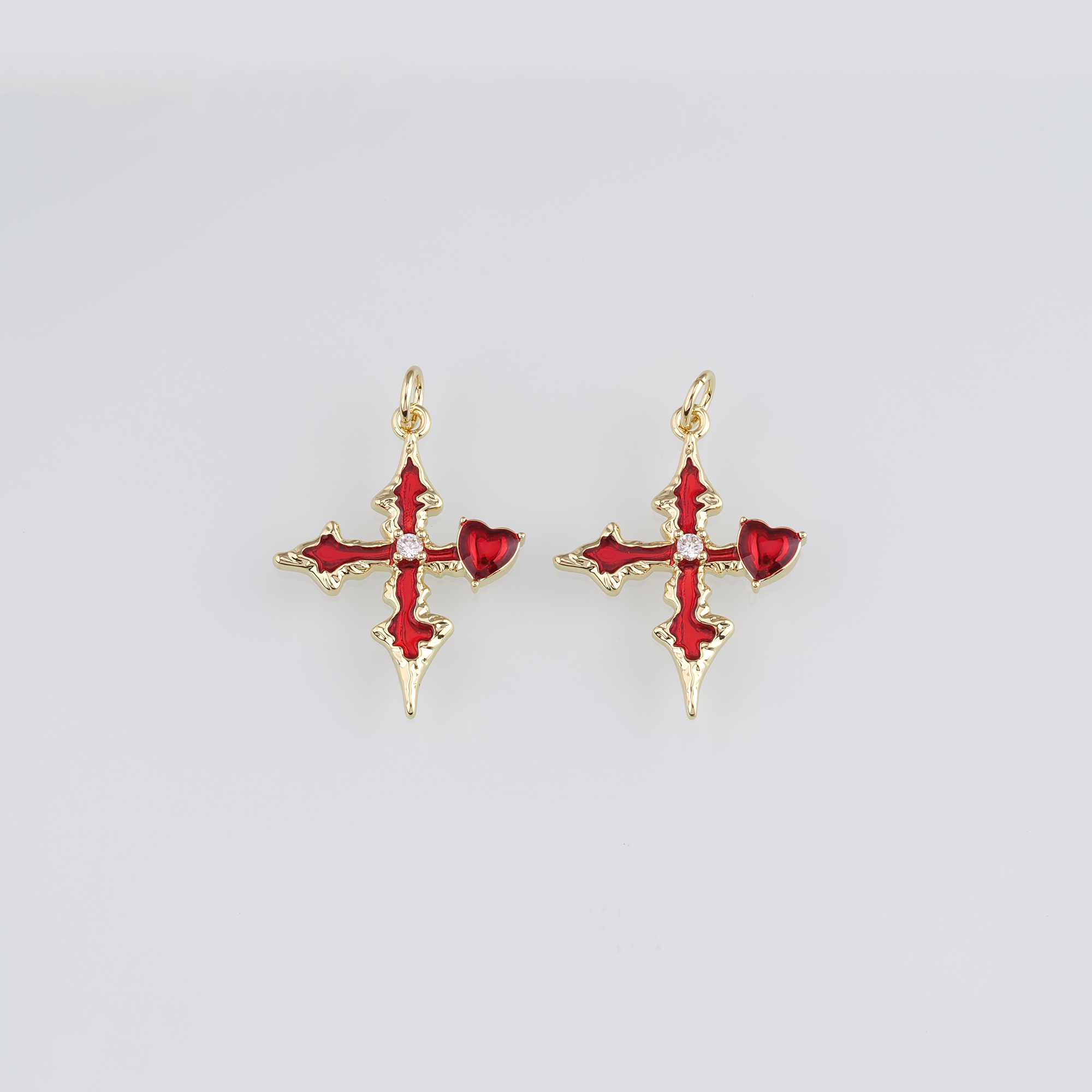 18K Gold Filled Cross Pendant,Religious Charm Earrings Necklace for DIY Jewelry Making Supply