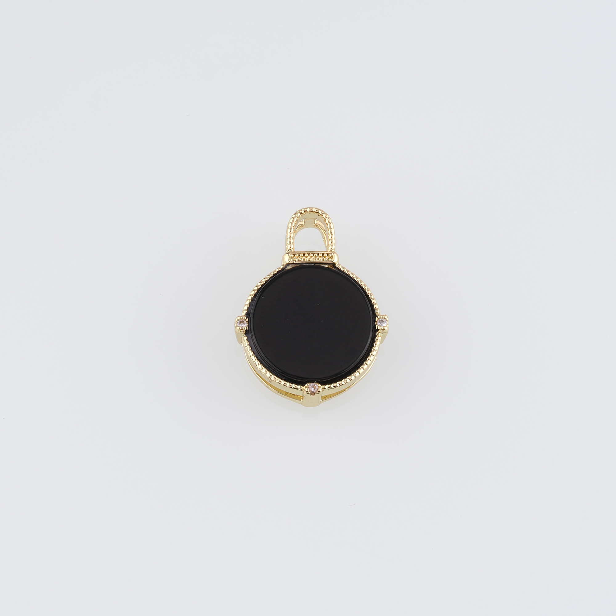 18K Gold Filled Round Pendant,Dainty Round Earrings Necklace for DIY Jewelry Making Supply