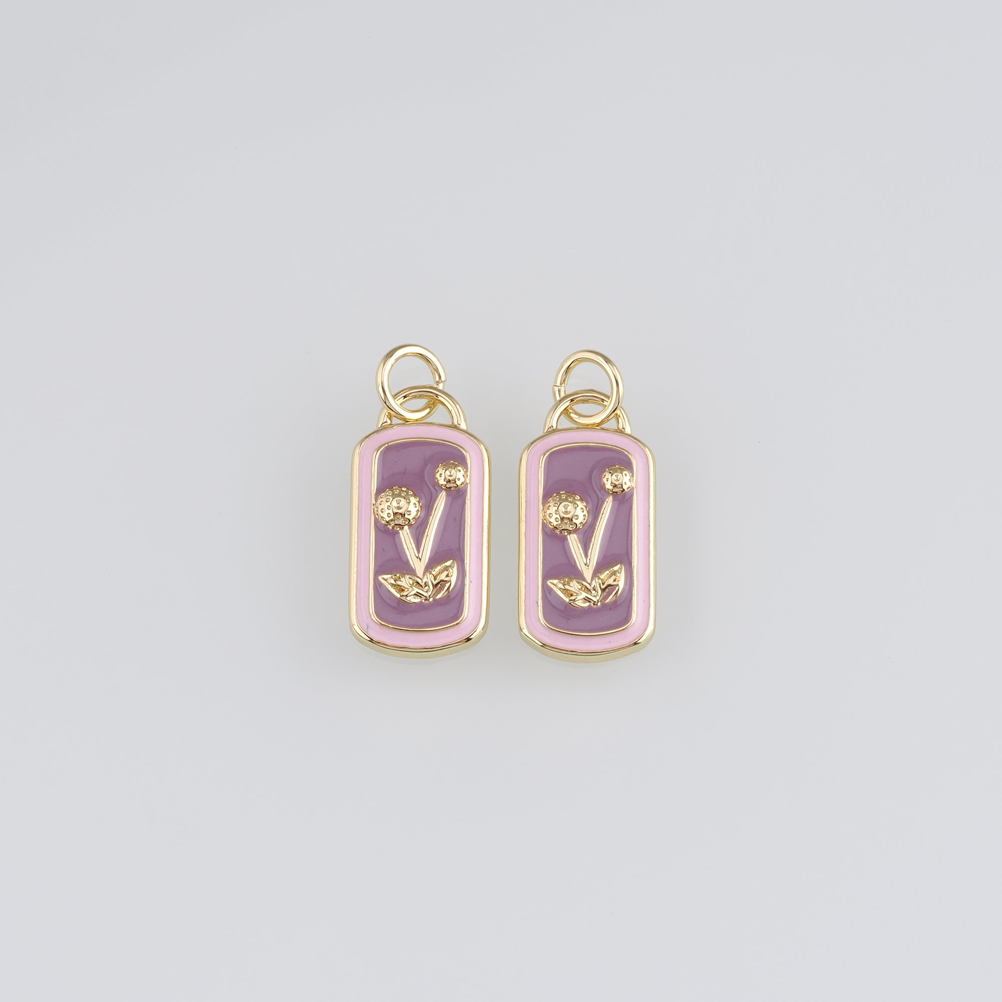 18K Gold Filled Dandelion Pendant,Enamel Dandelion Charm Earrings Necklace for DIY Jewelry Making Supply