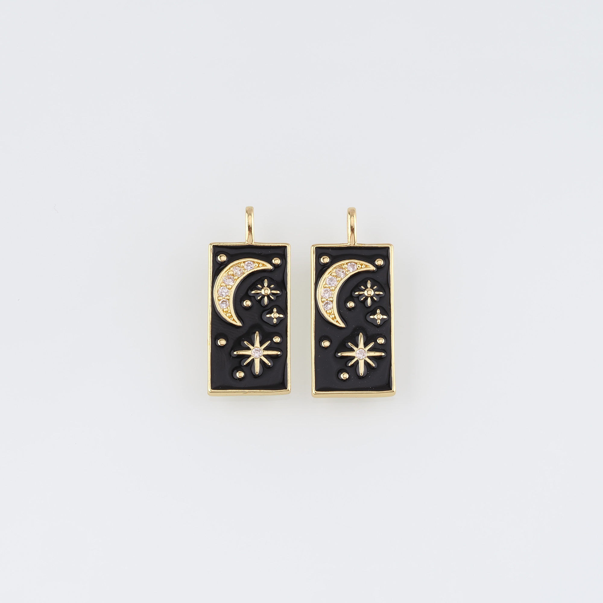 18K Gold Filled Moon Pendant,Celestial Charm,Enamel Moon Earrings Necklace for DIY Jewelry Making Supply