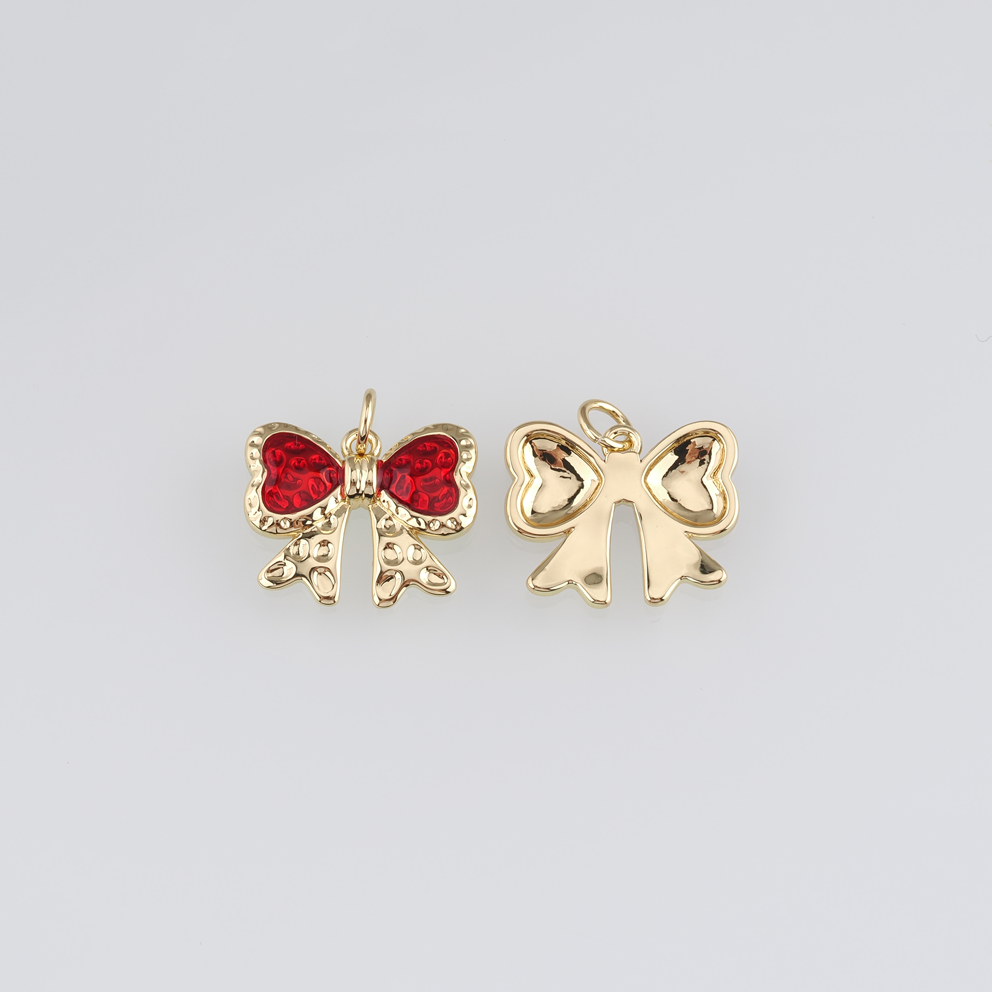 18K Gold Filled Bow Pendant,Enamel Bow Charm Earrings Necklace for DIY Jewelry Making Supply