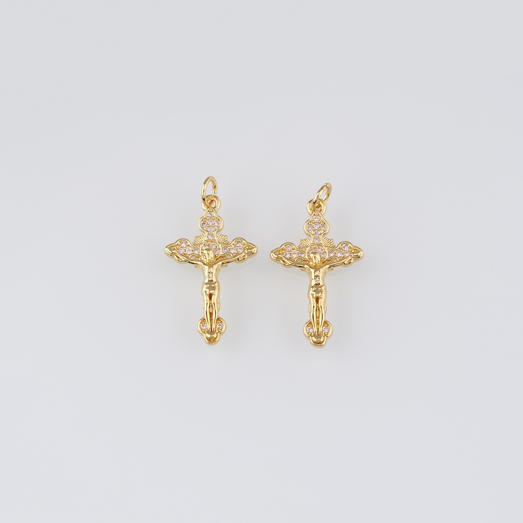 18K Gold Filled Cross Pendant,Religious Charm Earrings Necklace for DIY Jewelry Making Supply
