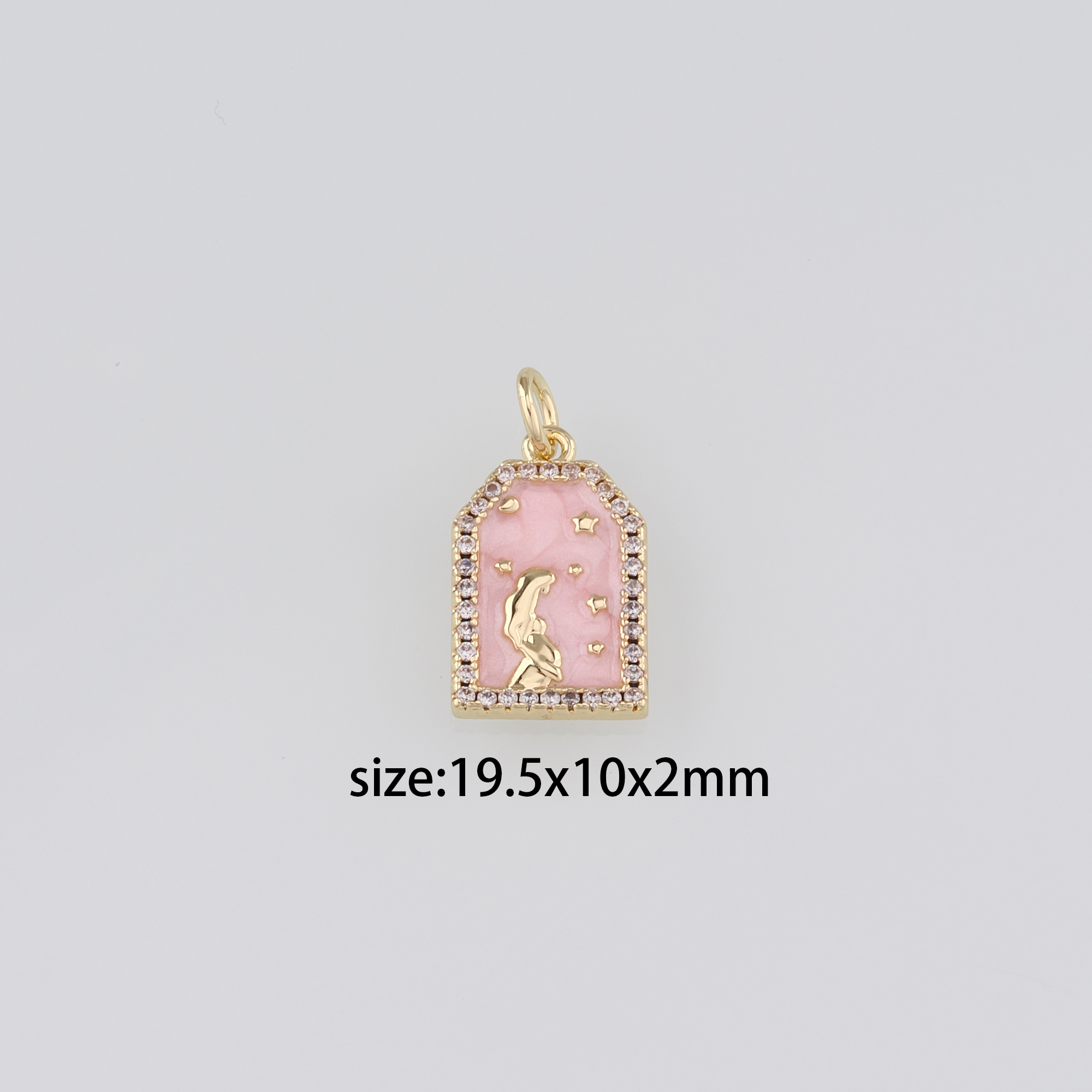 18K Gold Filled Mom Pendant,CZ Micro Pave Mom Charm Earrings Necklace for DIY Jewelry Making Supply