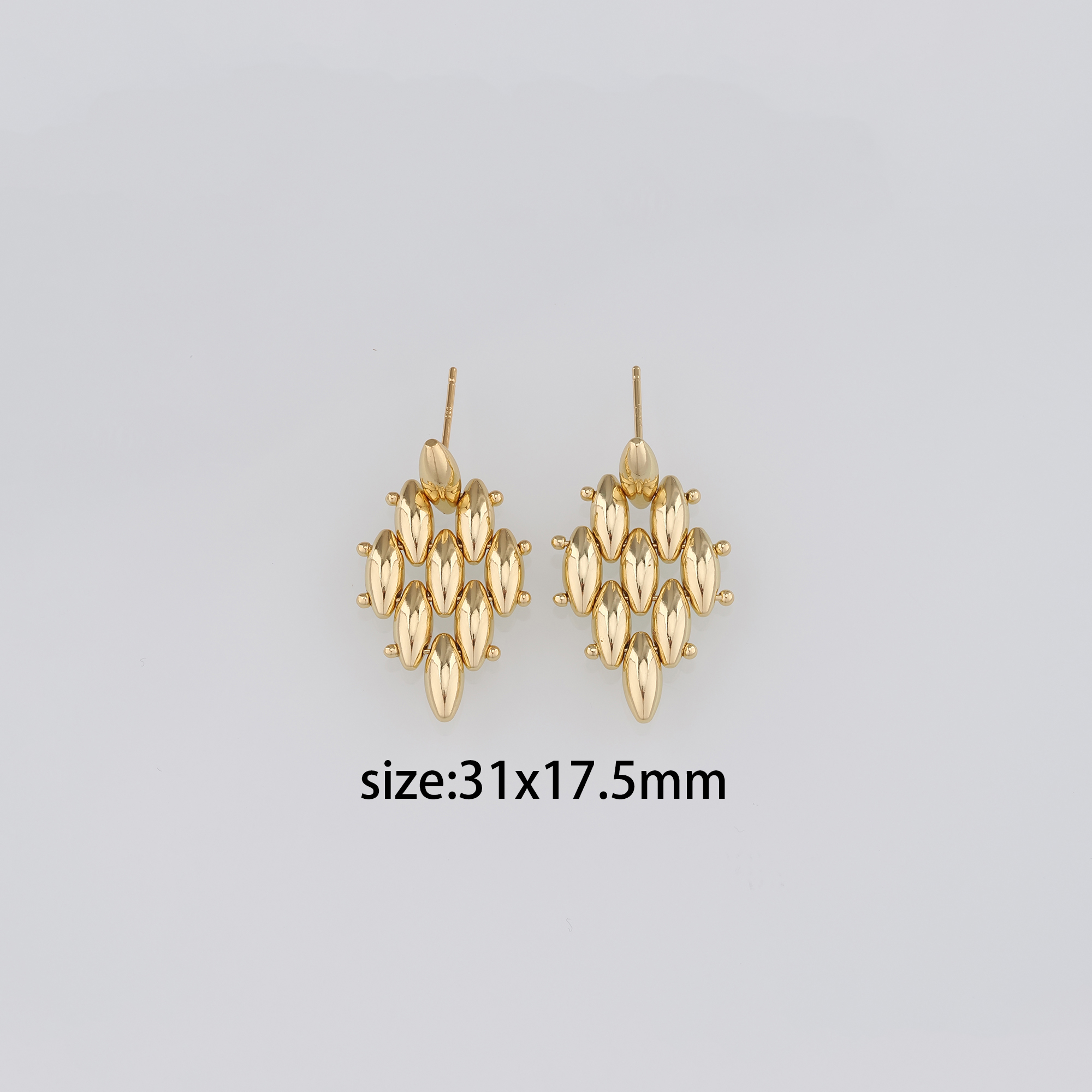 18K Gold Filled Mesh Stud Earrings,Dainty Rhombus Earrings,Minimalist Earrings,Boho Earrings