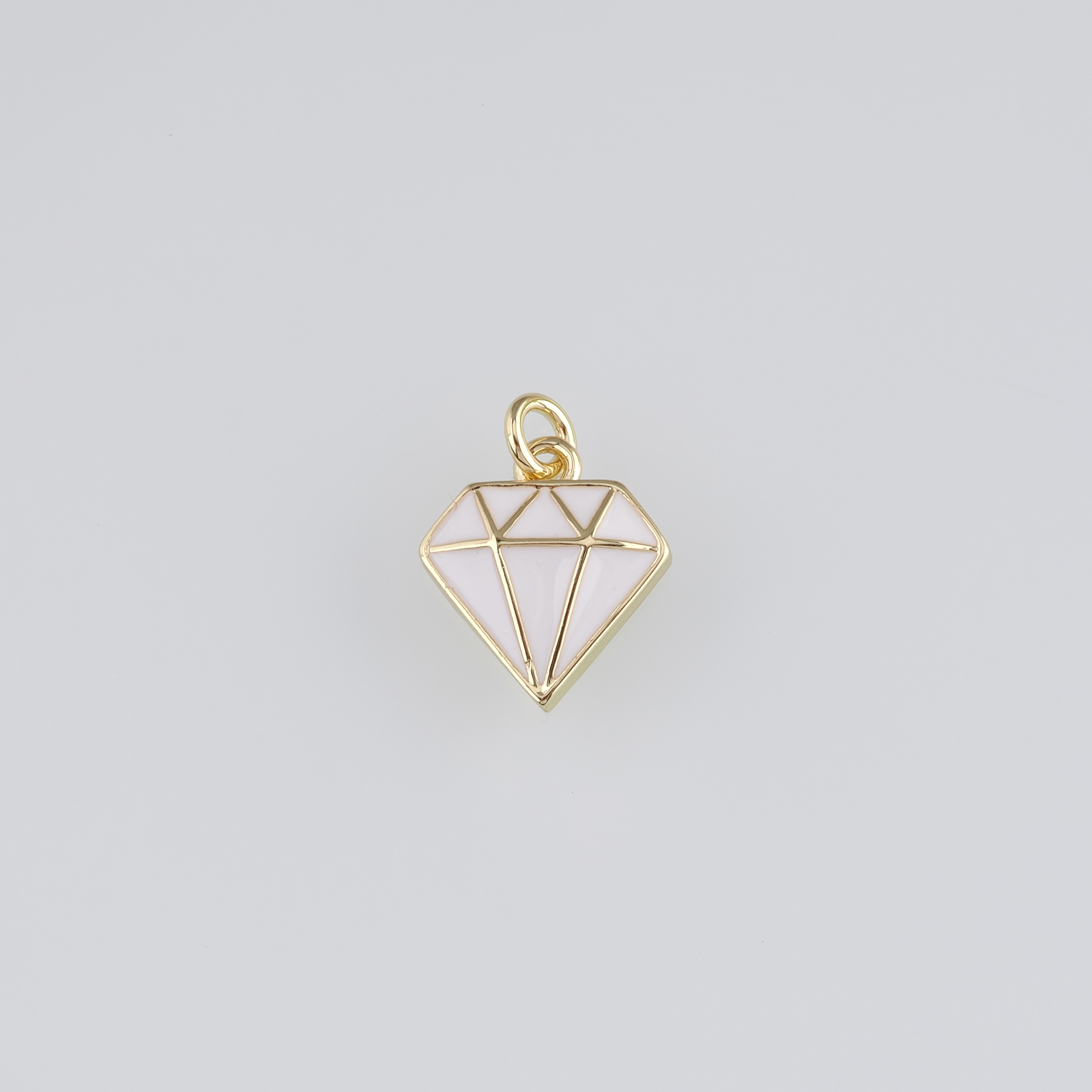 18K Gold Filled Diamond Shape Pendant,Enamel Diamond Charm Earrings Necklace for DIY Jewelry Making Supply