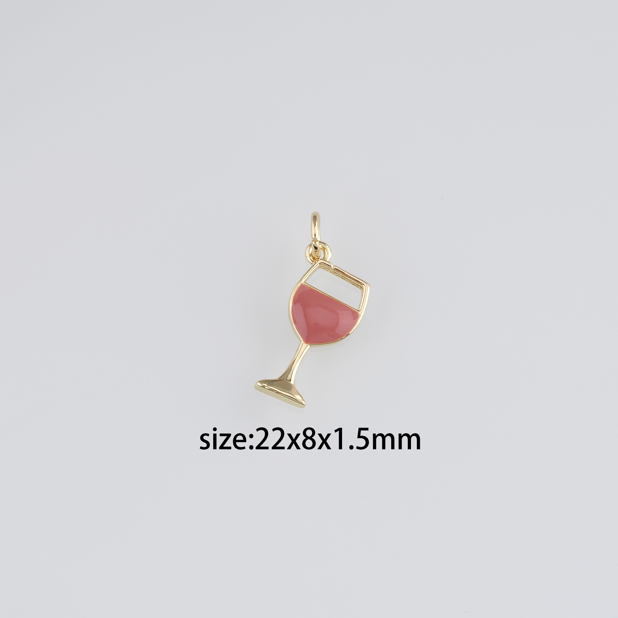 18K Gold Filled Wine Glass Pendant,Enamel Wine Glass Charm Earrings Necklace for DIY Jewelry Making Supply