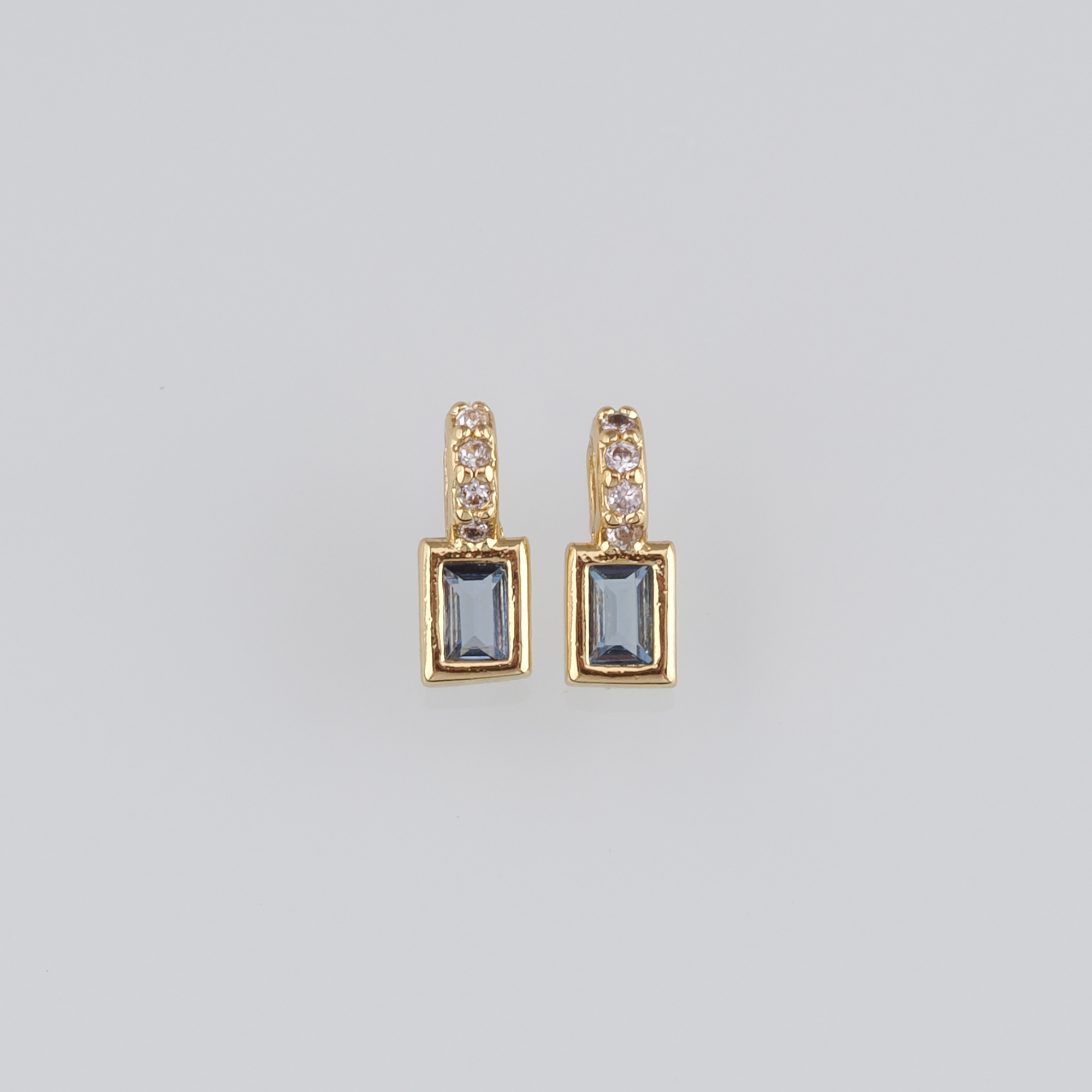 18K Gold Filled Rectangle Pendant,CZ Micro Pave Rectangle Charm Earrings Necklace for DIY Jewelry Making Supply