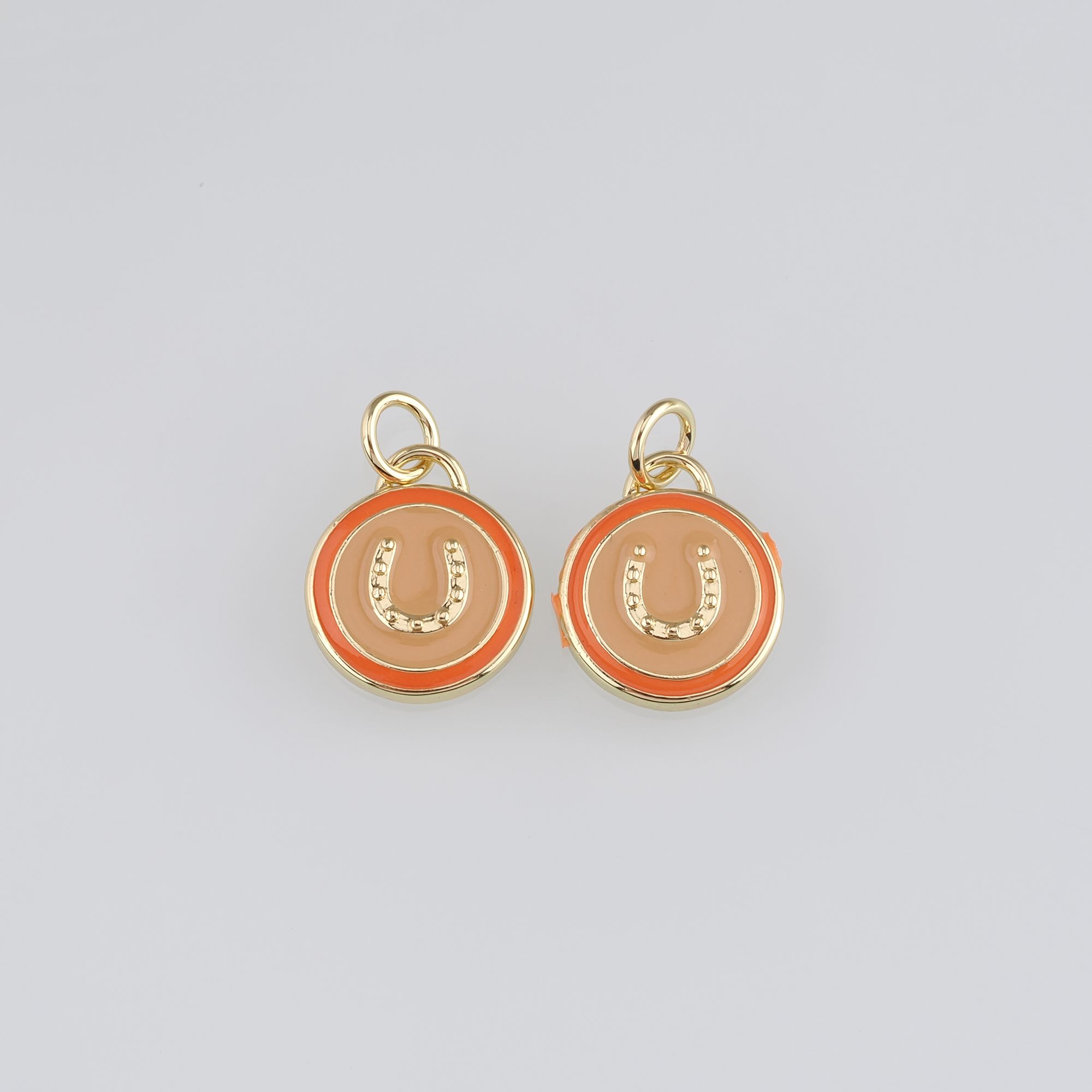 18K Gold Filled Horseshoe Pendant,Enamel Horseshoe Charm Earrings Necklace for DIY Jewelry Making Supply