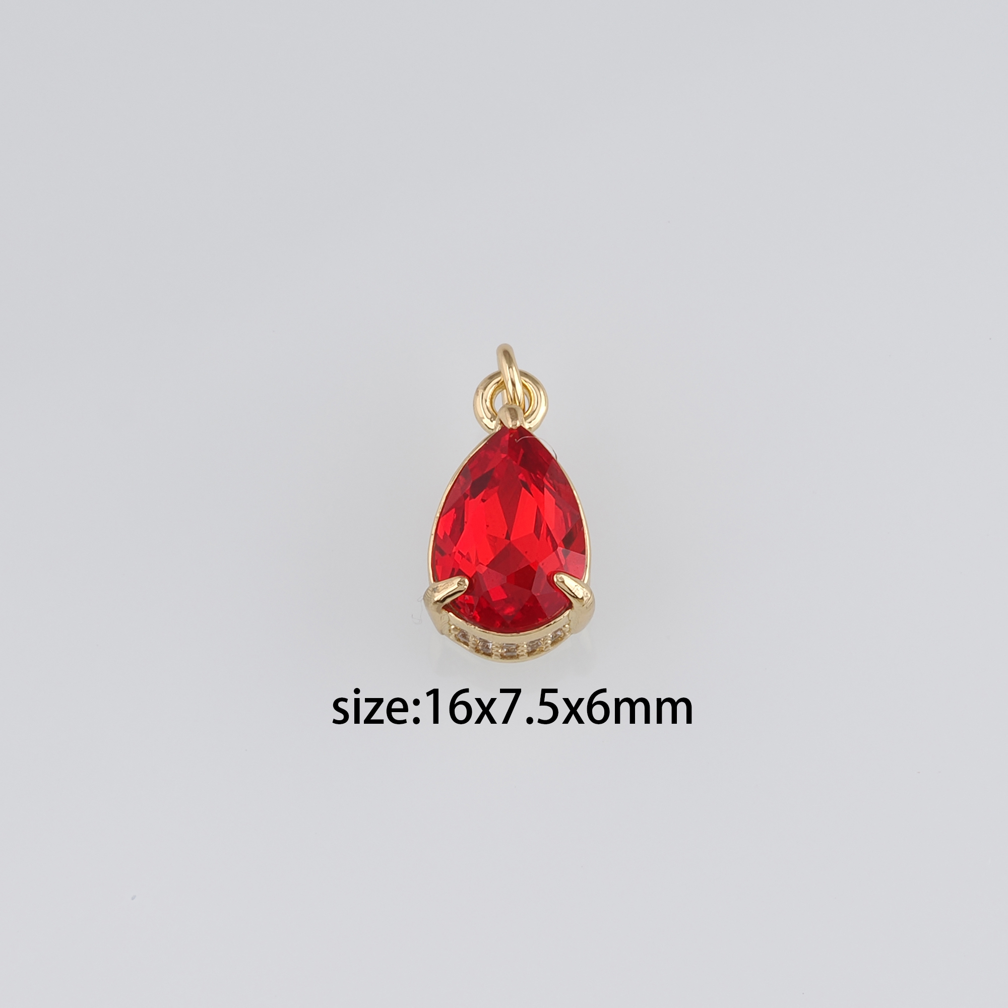 18K Gold Filled Teardrop Pendant,Crystal Water Drop Charm Earrings Necklace for DIY Jewelry Making Supply