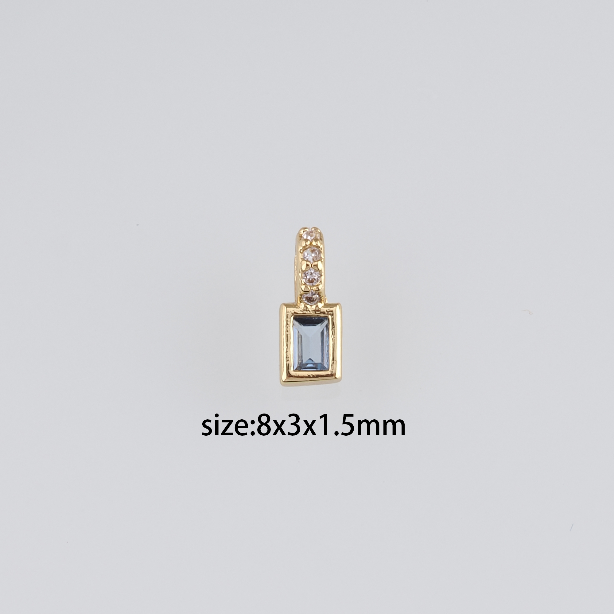 18K Gold Filled Rectangle Pendant,CZ Micro Pave Rectangle Charm Earrings Necklace for DIY Jewelry Making Supply