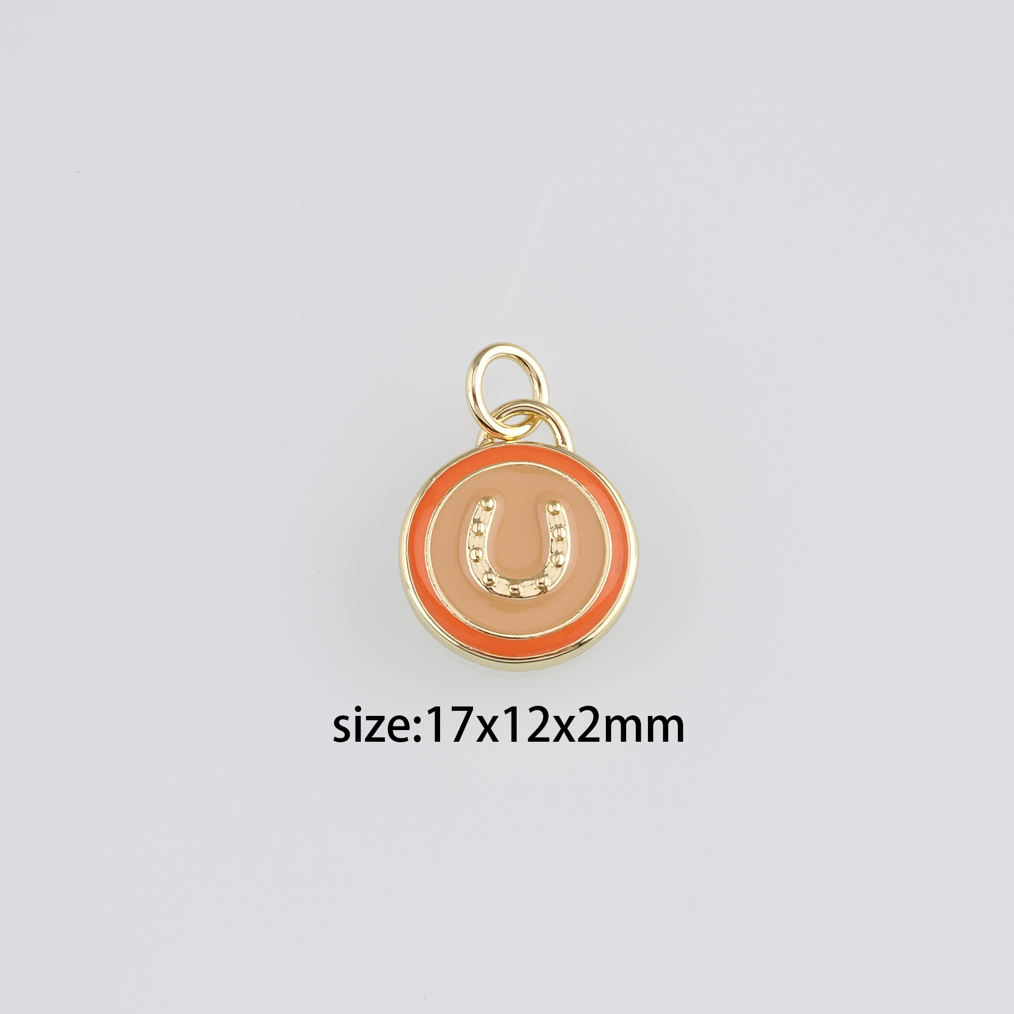 18K Gold Filled Horseshoe Pendant,Enamel Horseshoe Charm Earrings Necklace for DIY Jewelry Making Supply
